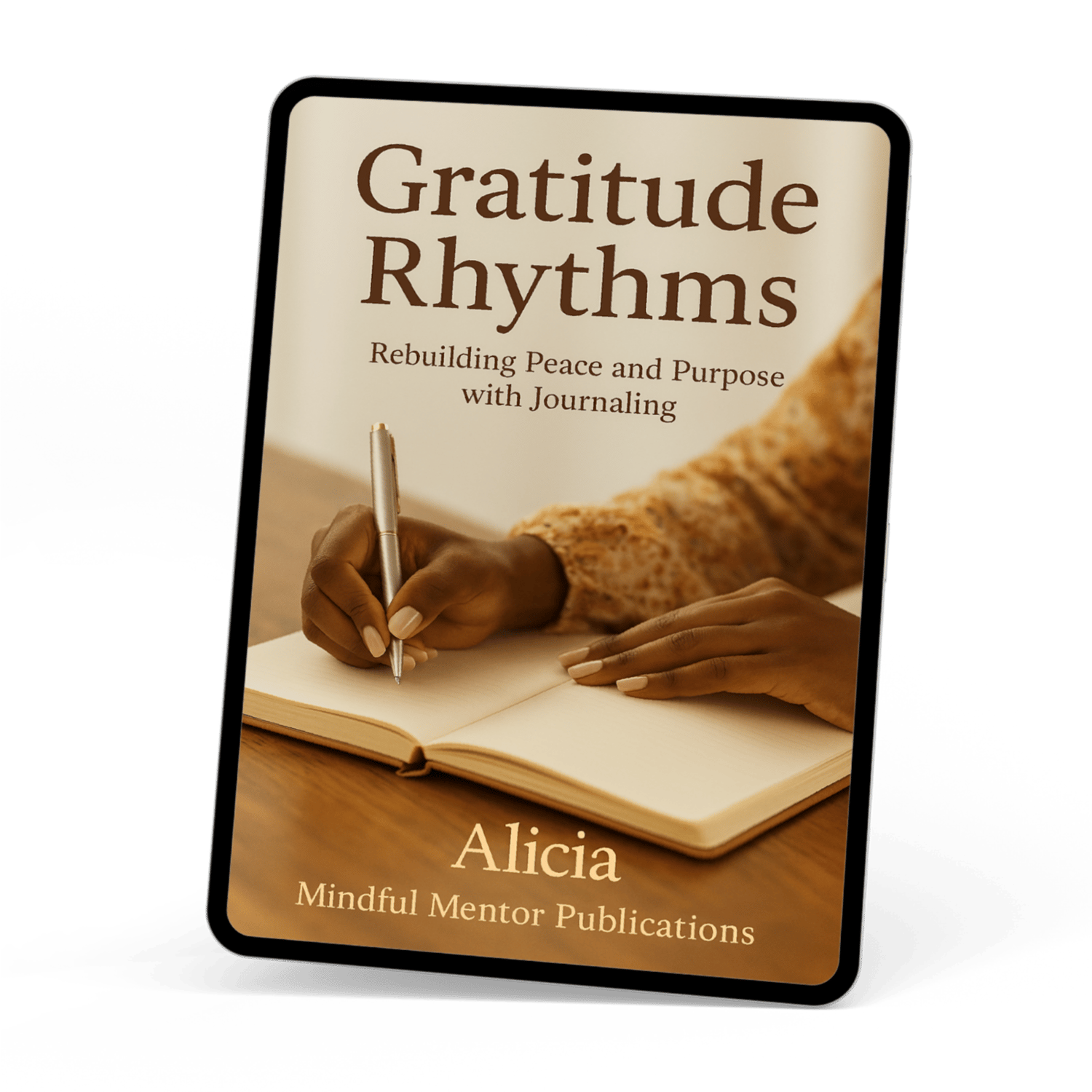 Gratitude Rhythms book cover on an iPad