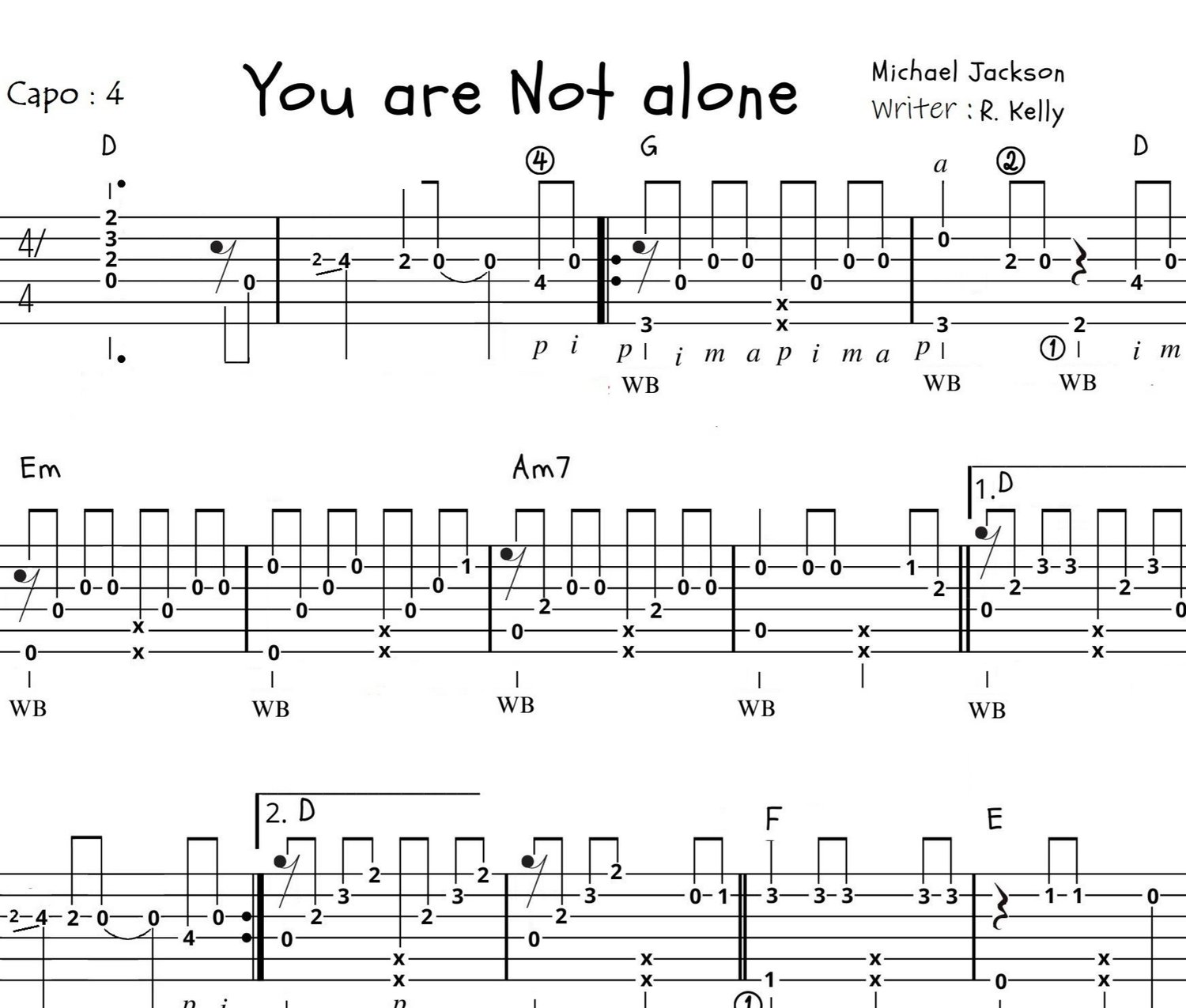 You Are Not Alone by Michael Jackson Fingerstyle Guitar TABS