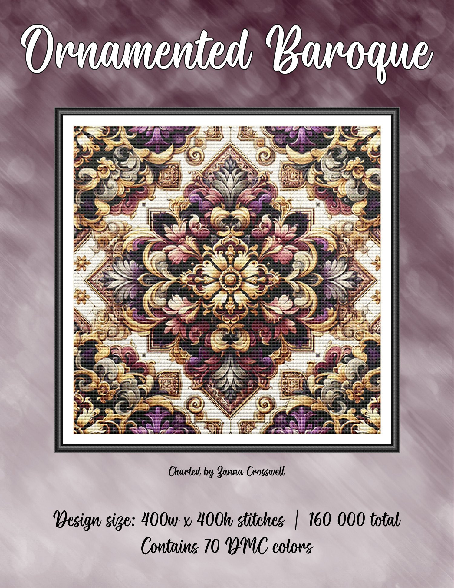 Ornamented Baroque - Full Coverage Cross Stitch Pattern For Advanced ...