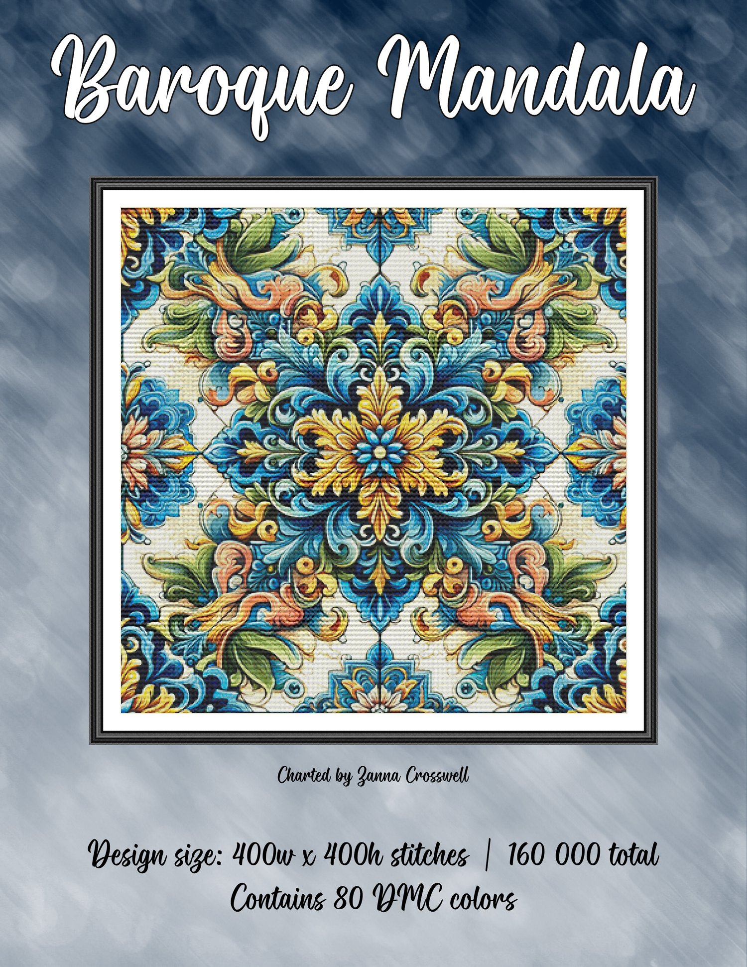 Baroque Mandala - Full Coverage Cross Stitch Pattern For Advanced ...