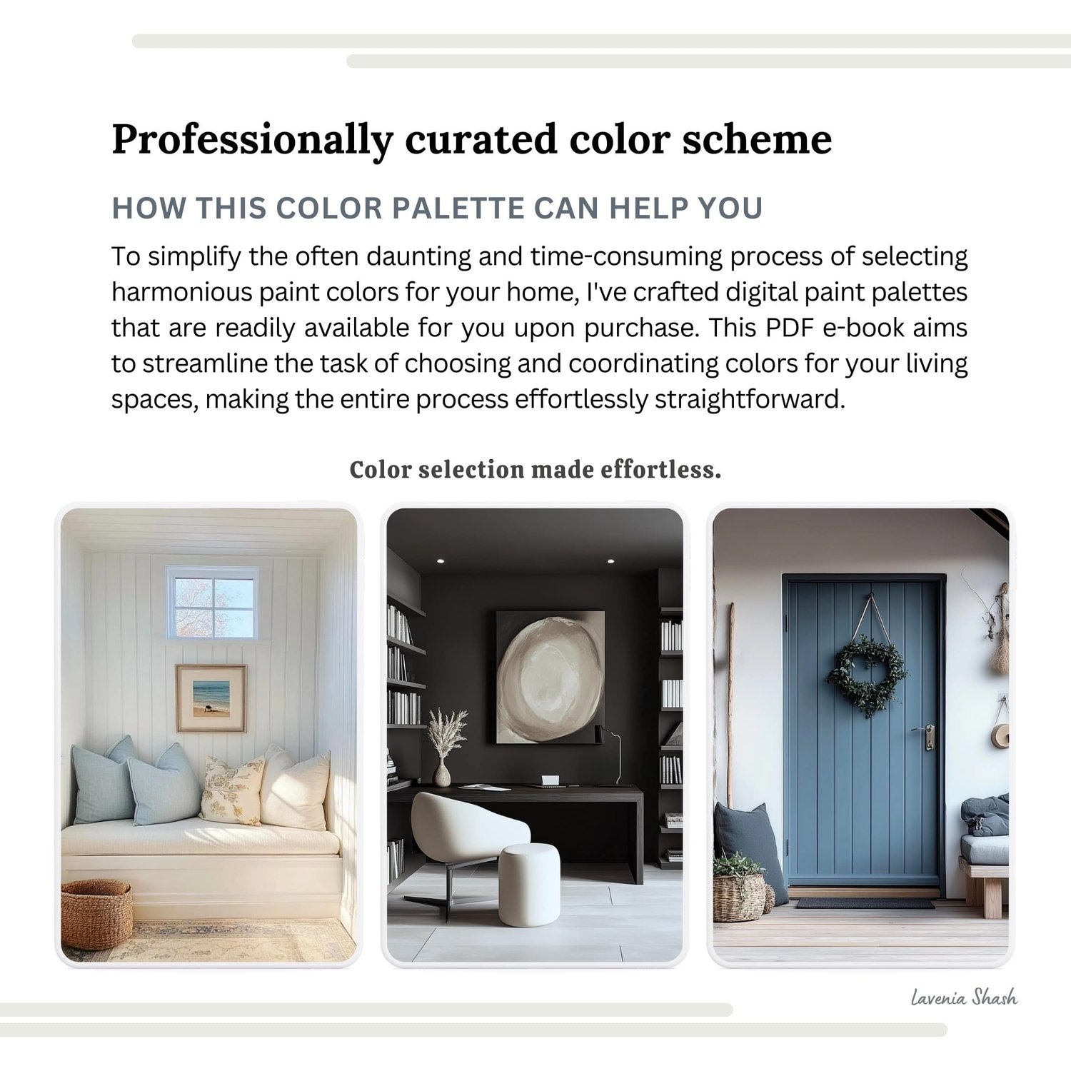 A Sherwin Williams Silver Strand paint color palette. Silver Strand is a gray-green with blue undertones. A nine-color scheme with coordinating white, gray, neutrals, blue, green and charcoal black curated by Lavenia Shash.