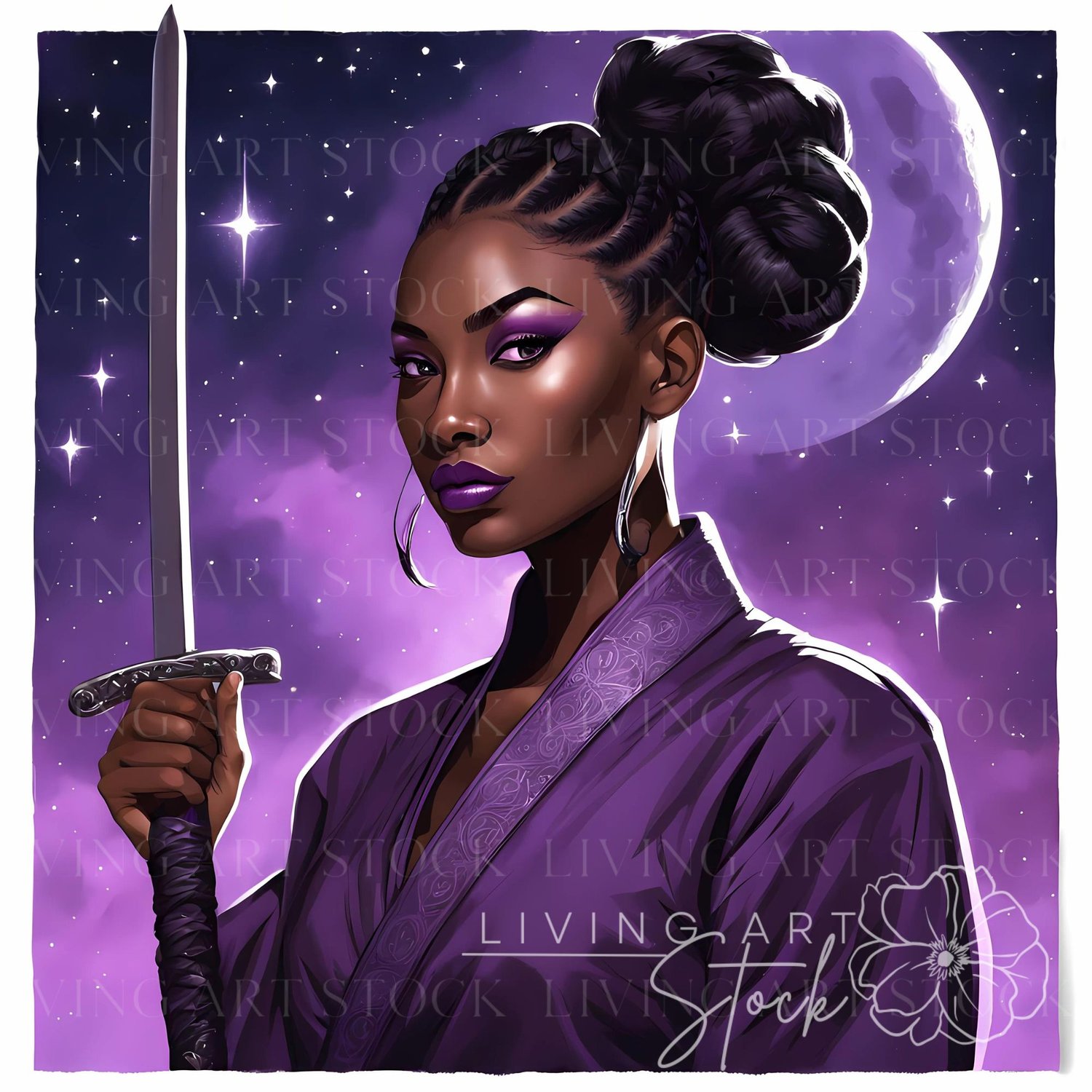 Illustration of Black Woman Ninja