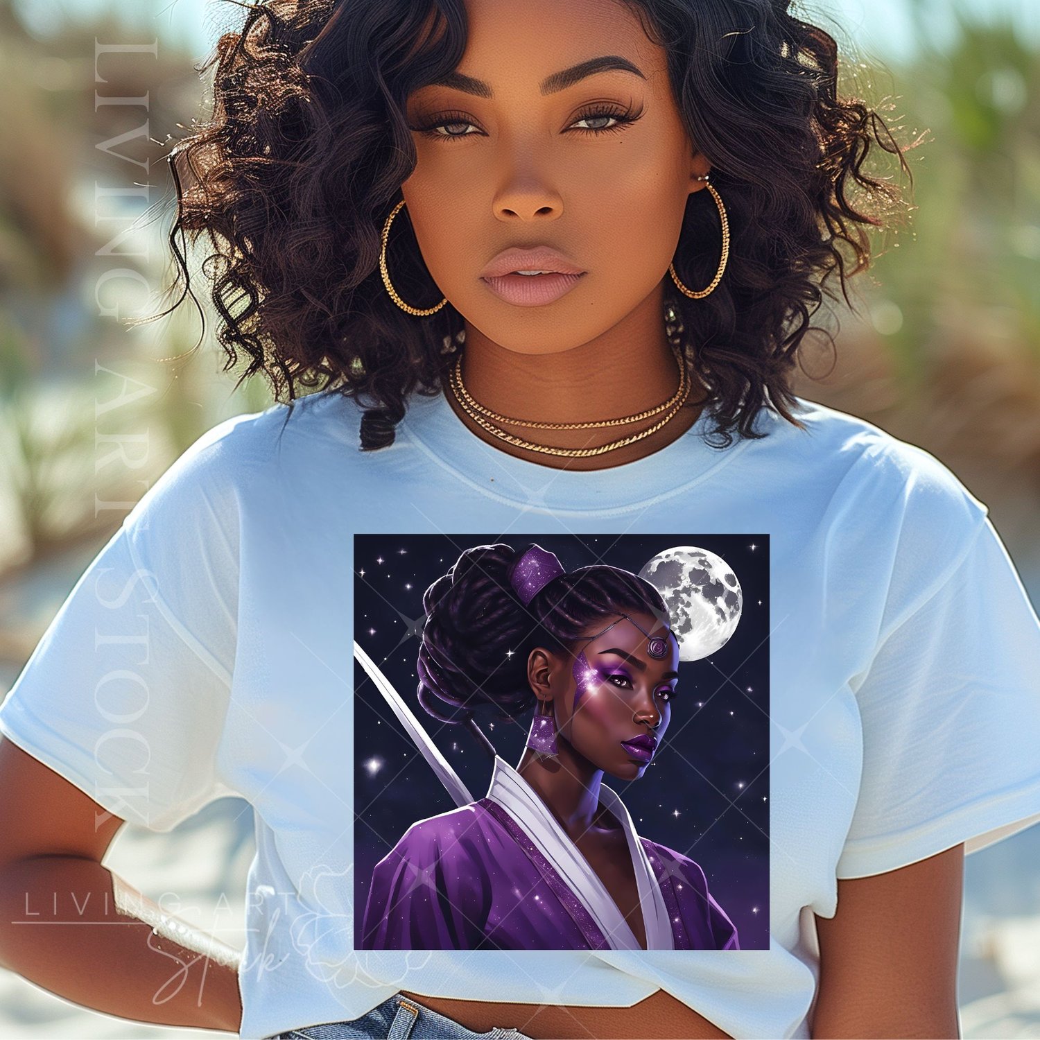 black woman ninja purple tshirt design