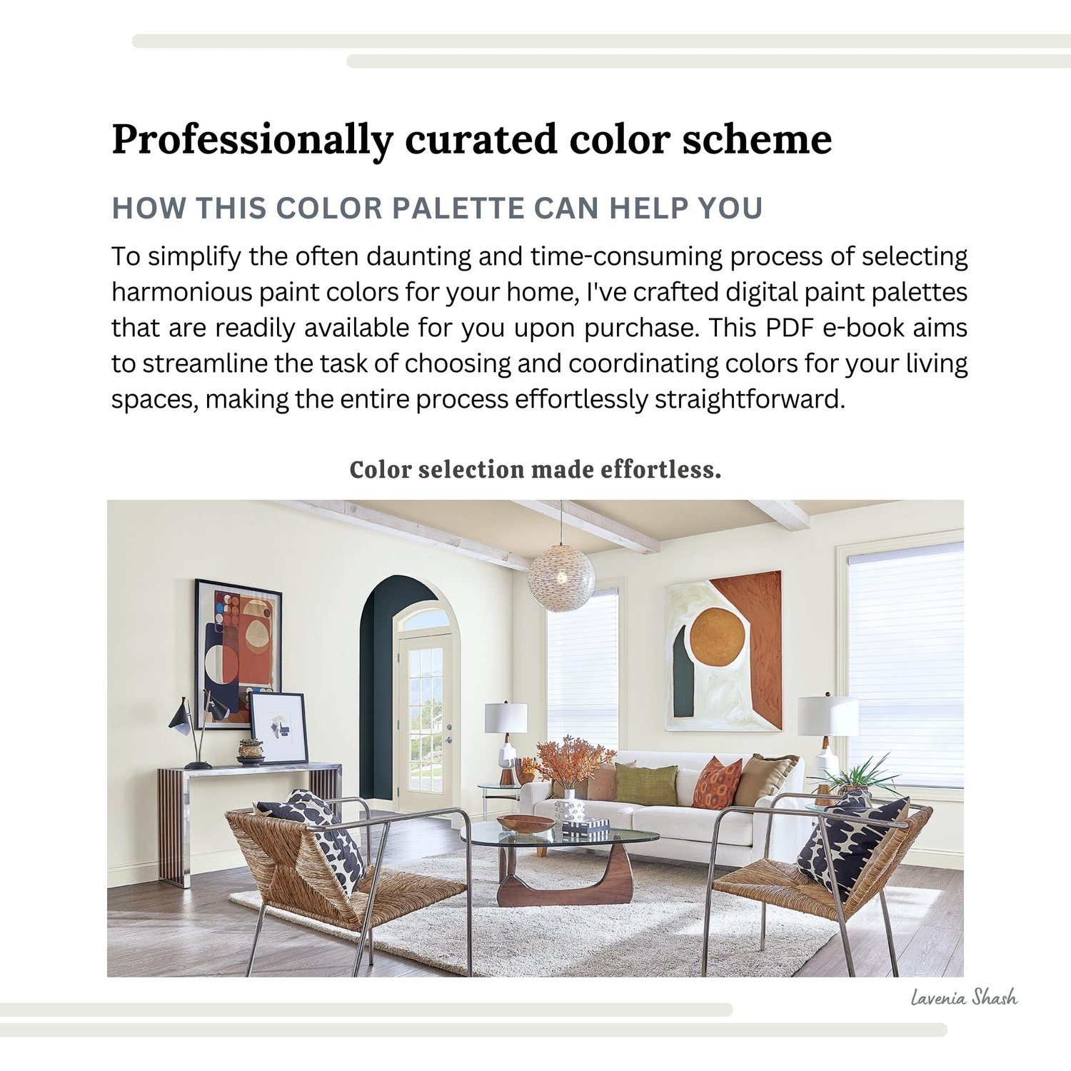 Warm white color scheme with Sherwin Williams paint colors. White Farmhouse color palette with cozy whites. Suitable for Coastal Farmhouse, Modern Minimalist, Beach House, English Cottage, Scandinavian, Japandi. Includes accent color pairings and suggesti