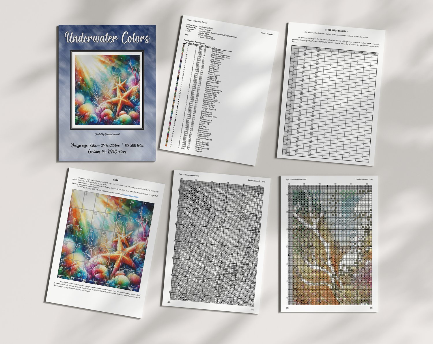 Underwater Colors - Full Coverage Counted Cross Stitch Pattern For ...