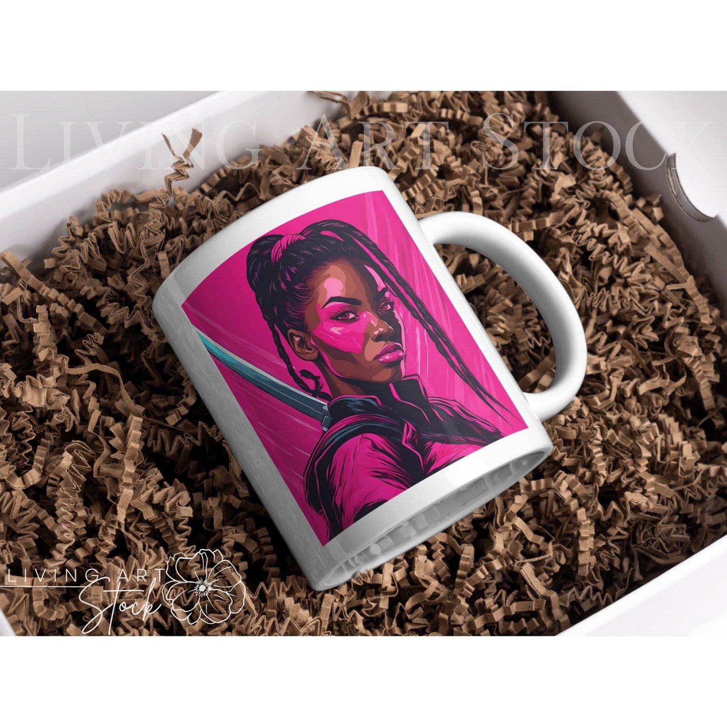Black woman warrior pink mug design