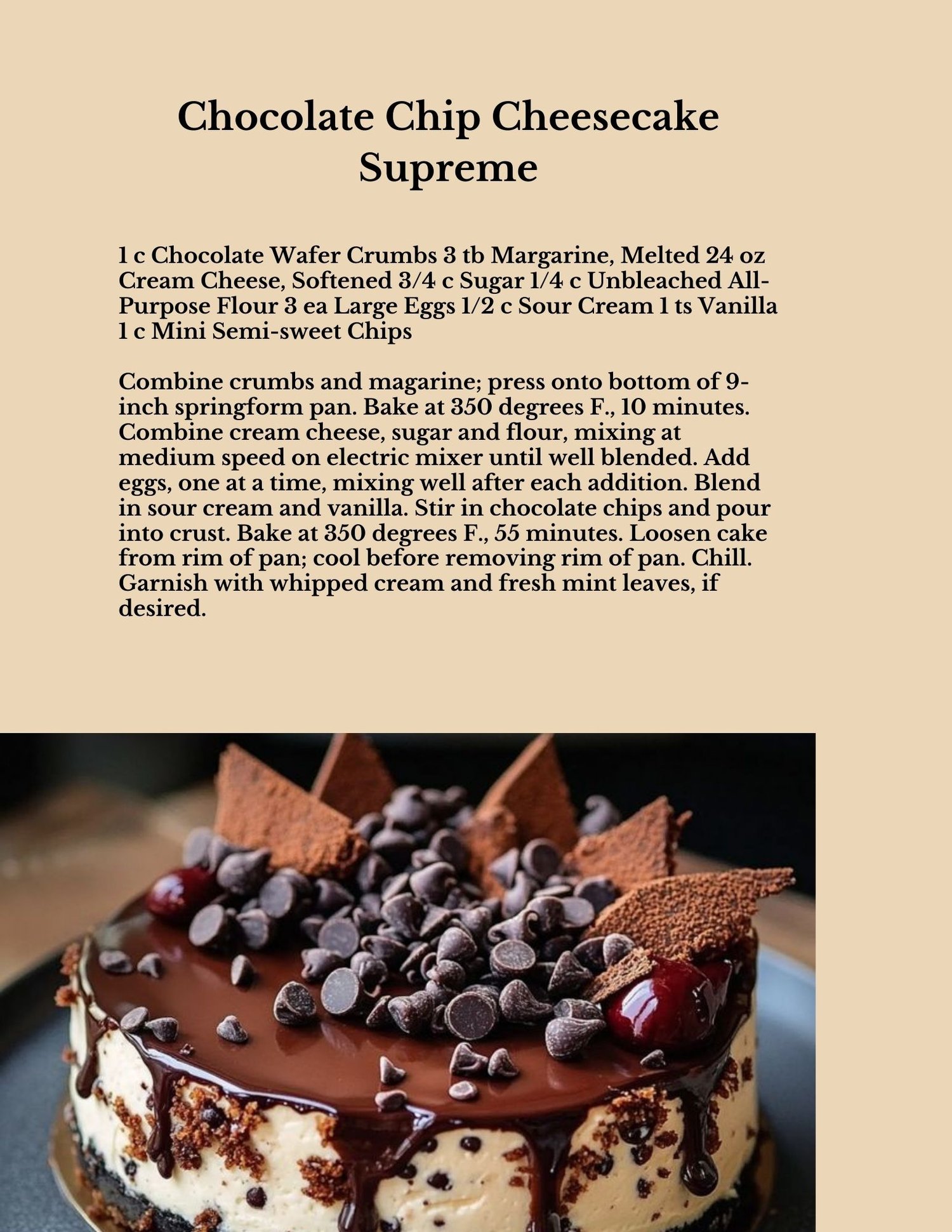 cheesecake chocolat chip supreme