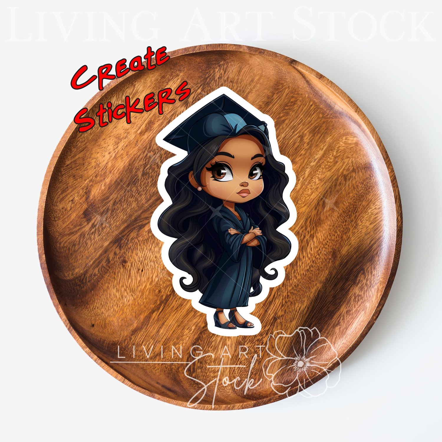chibi art graduation sticker design