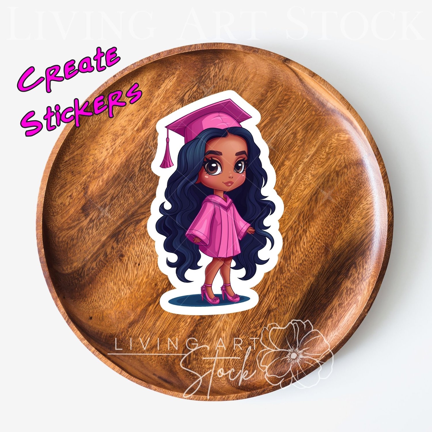 Chibi graduate wearing pink cap and gown transparent png sticker design