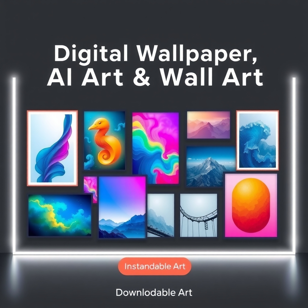 Curated collection of AI art, digital wallpapers, and modern wall prints