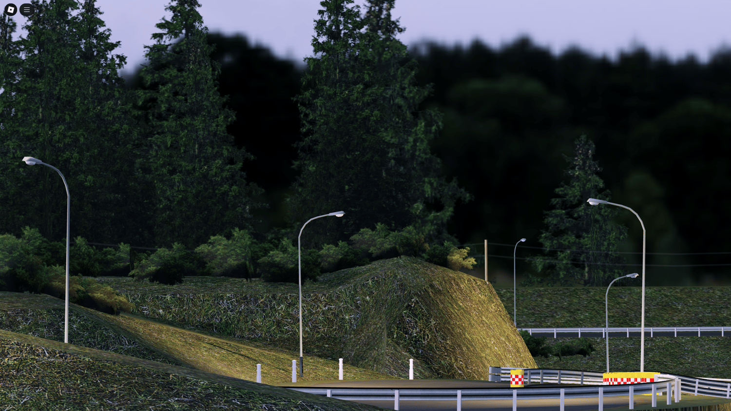 Overview of the mini driving map with clearly marked lanes and realistic Japanese signs