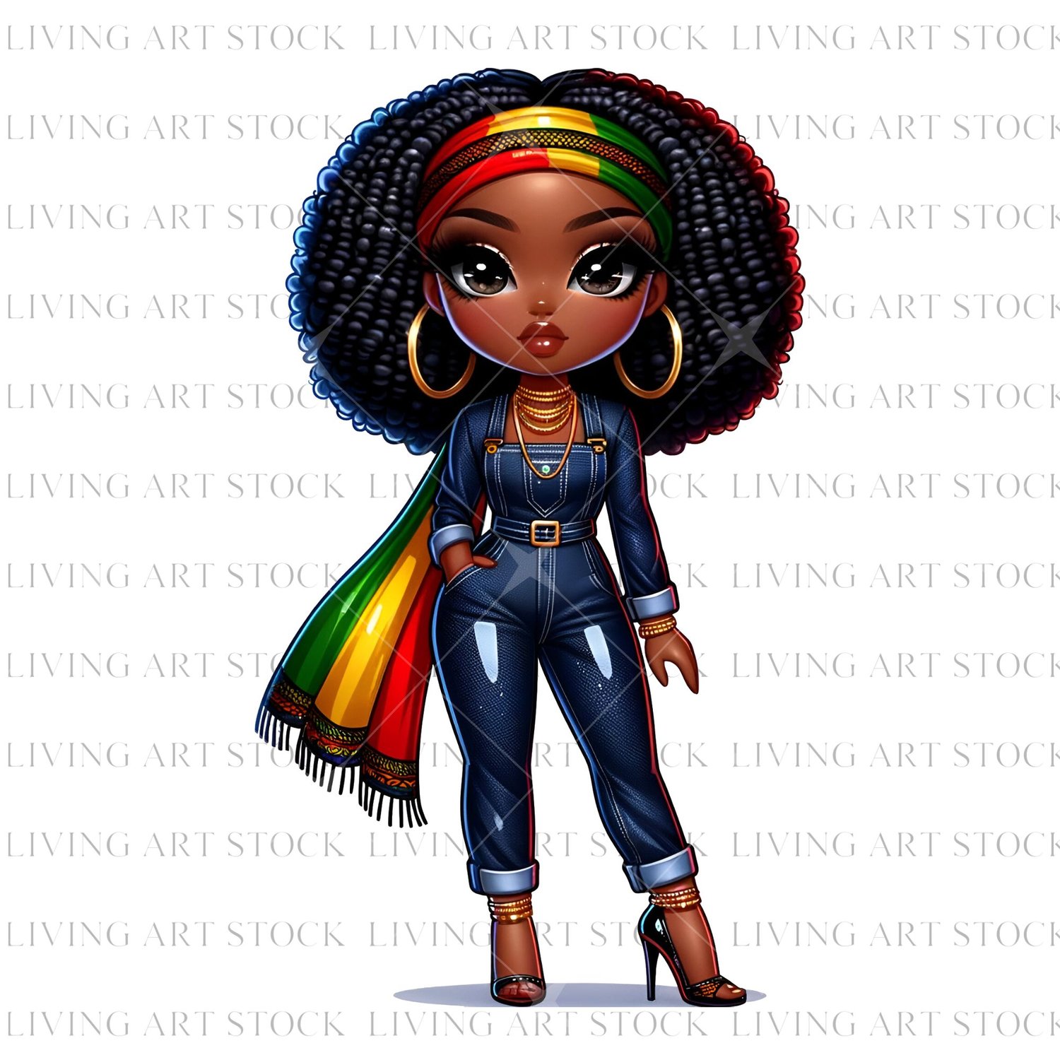 Black Woman Chibi Juneteenth Transparent PNG Design