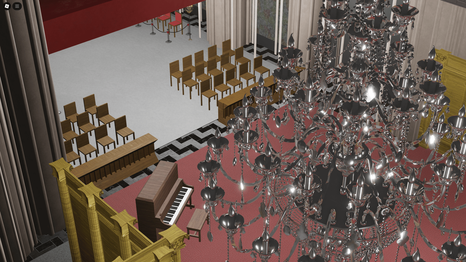 Seating area stretching down the length of the nave