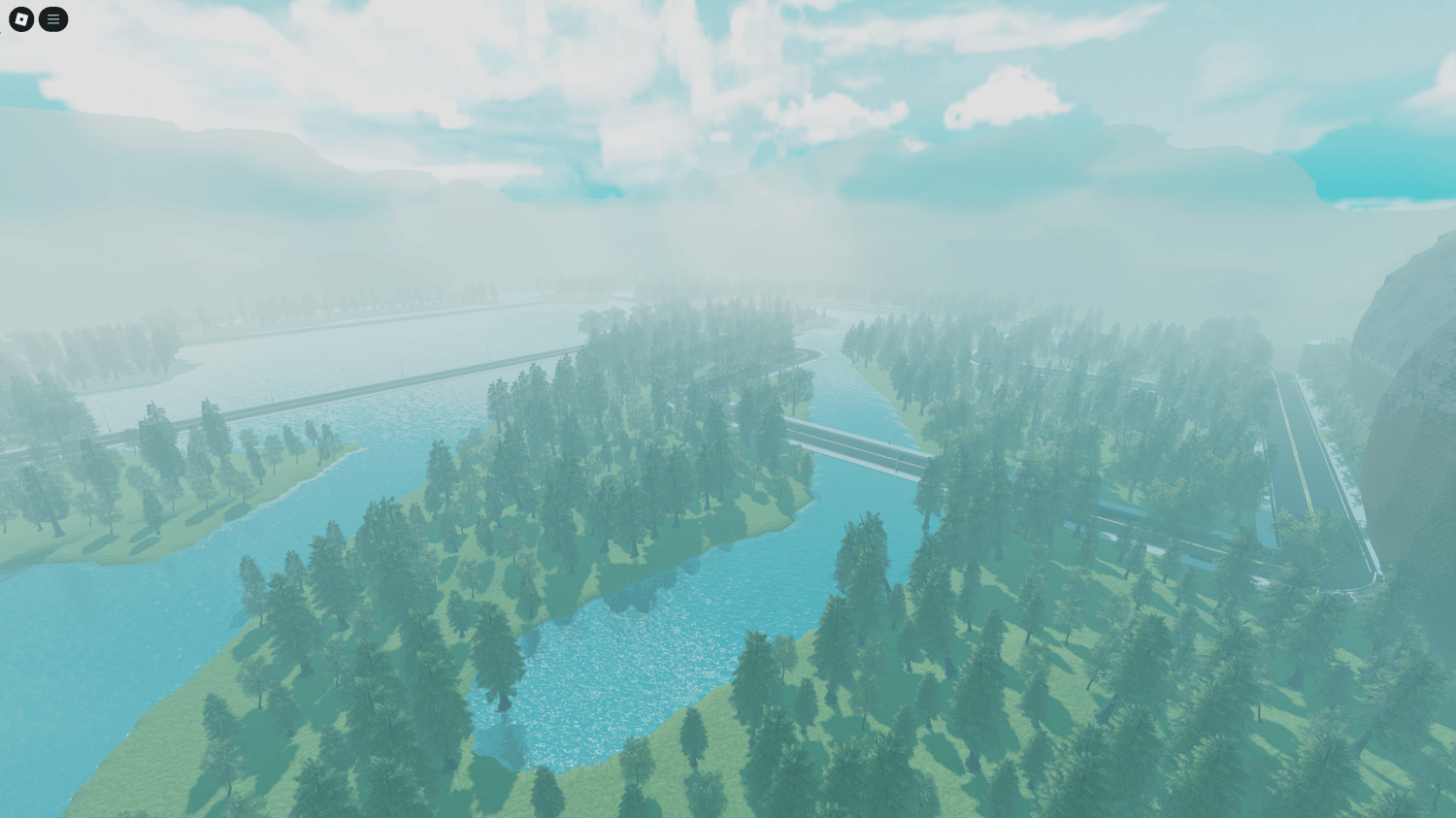 Peaceful riverbank area ideal for exploration or camping roleplay.