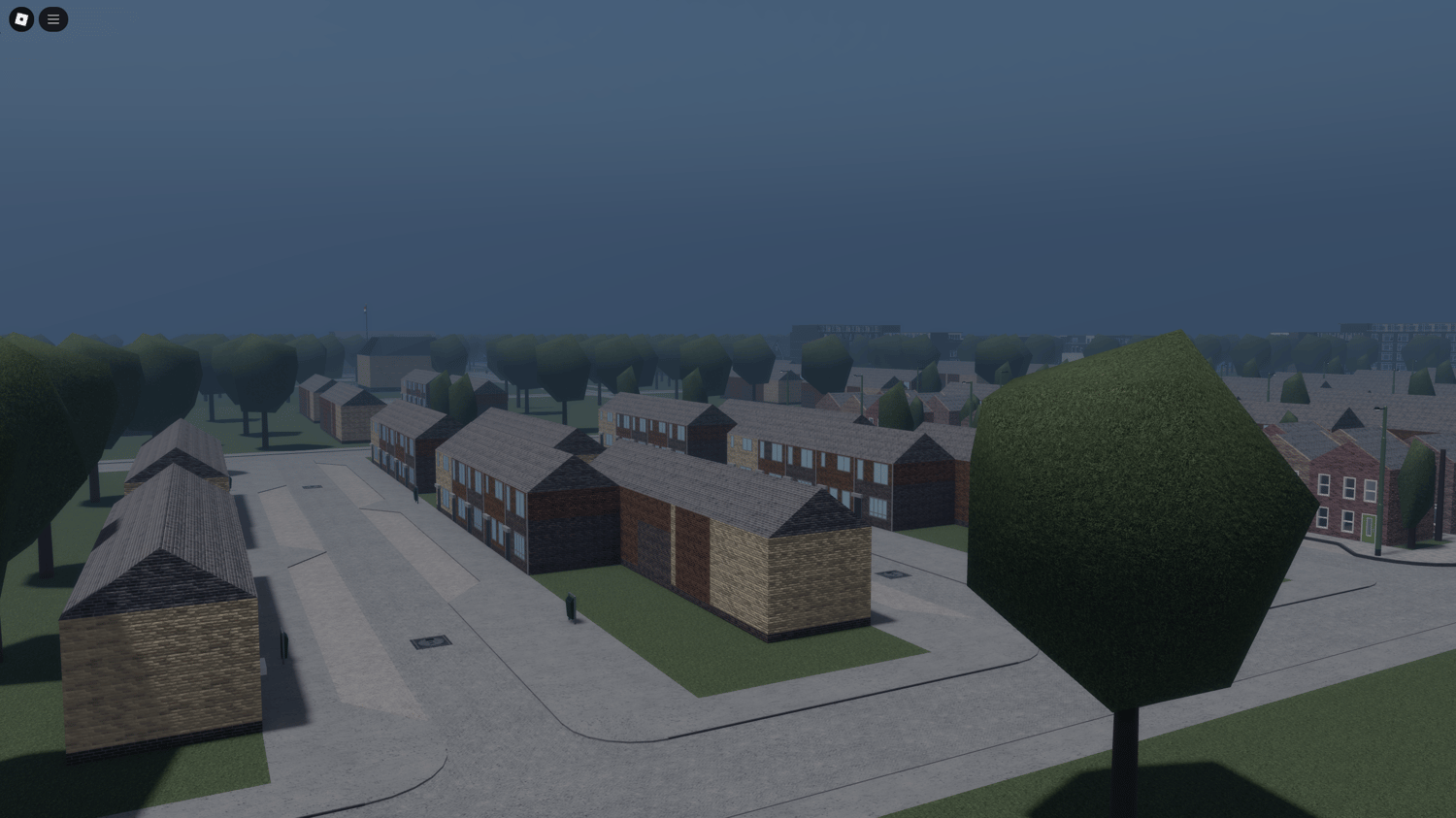 Portside town with boats, stores, and a sandy beach nearby
