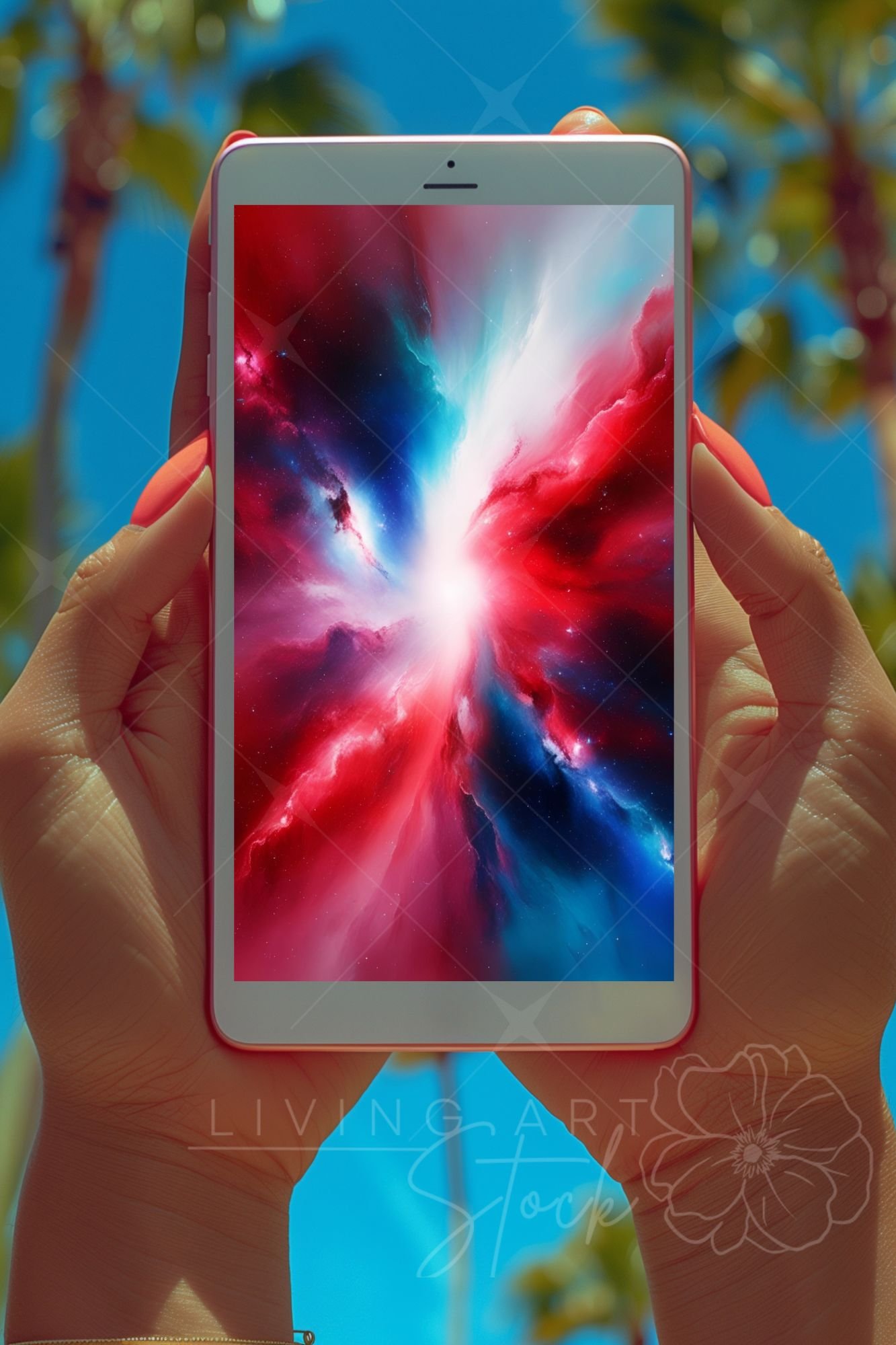Red white adn blue galaxy iphone and android wallpaper
