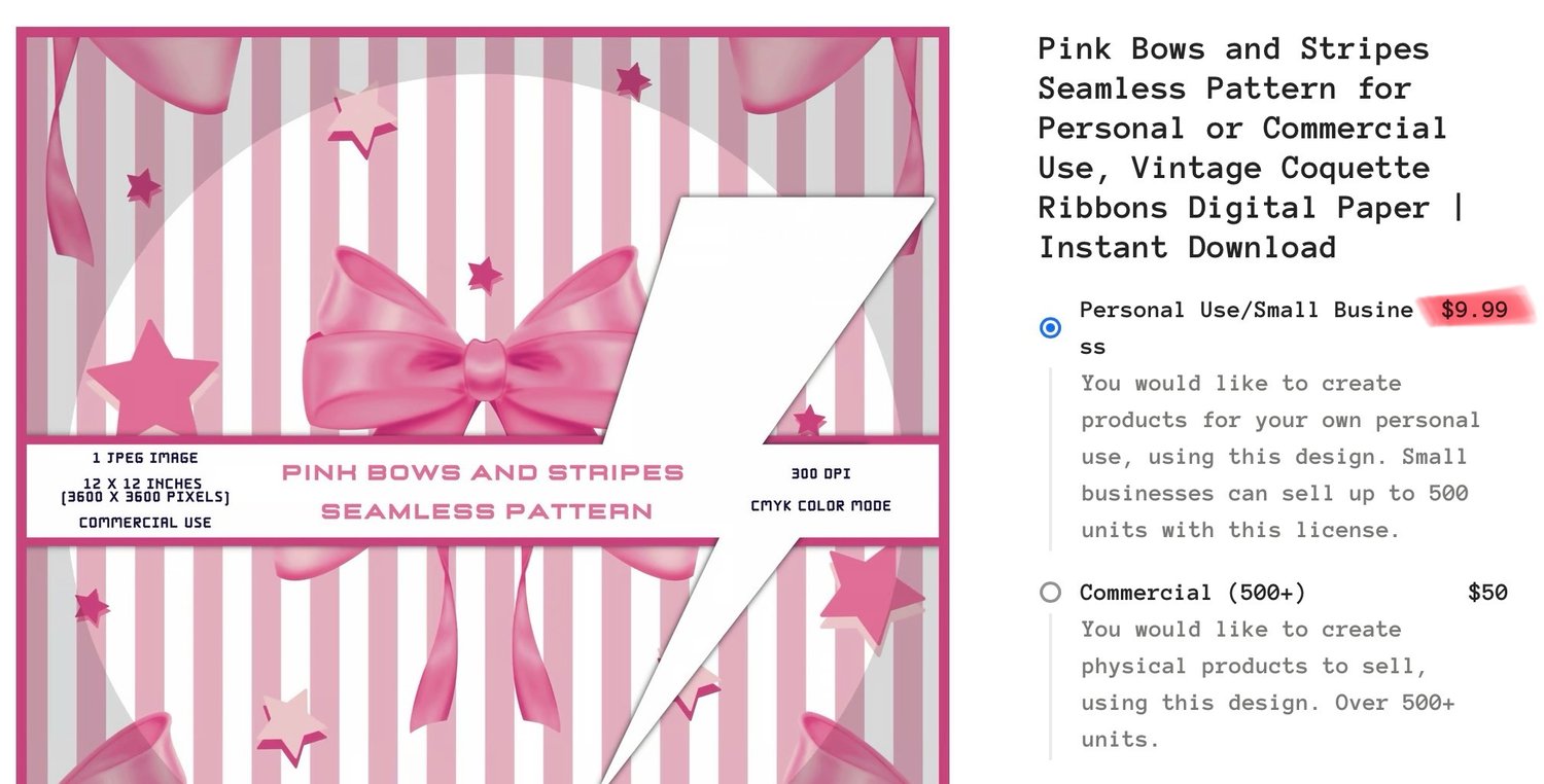 Pink Bows and Stripes and Stars Seamless Pattern