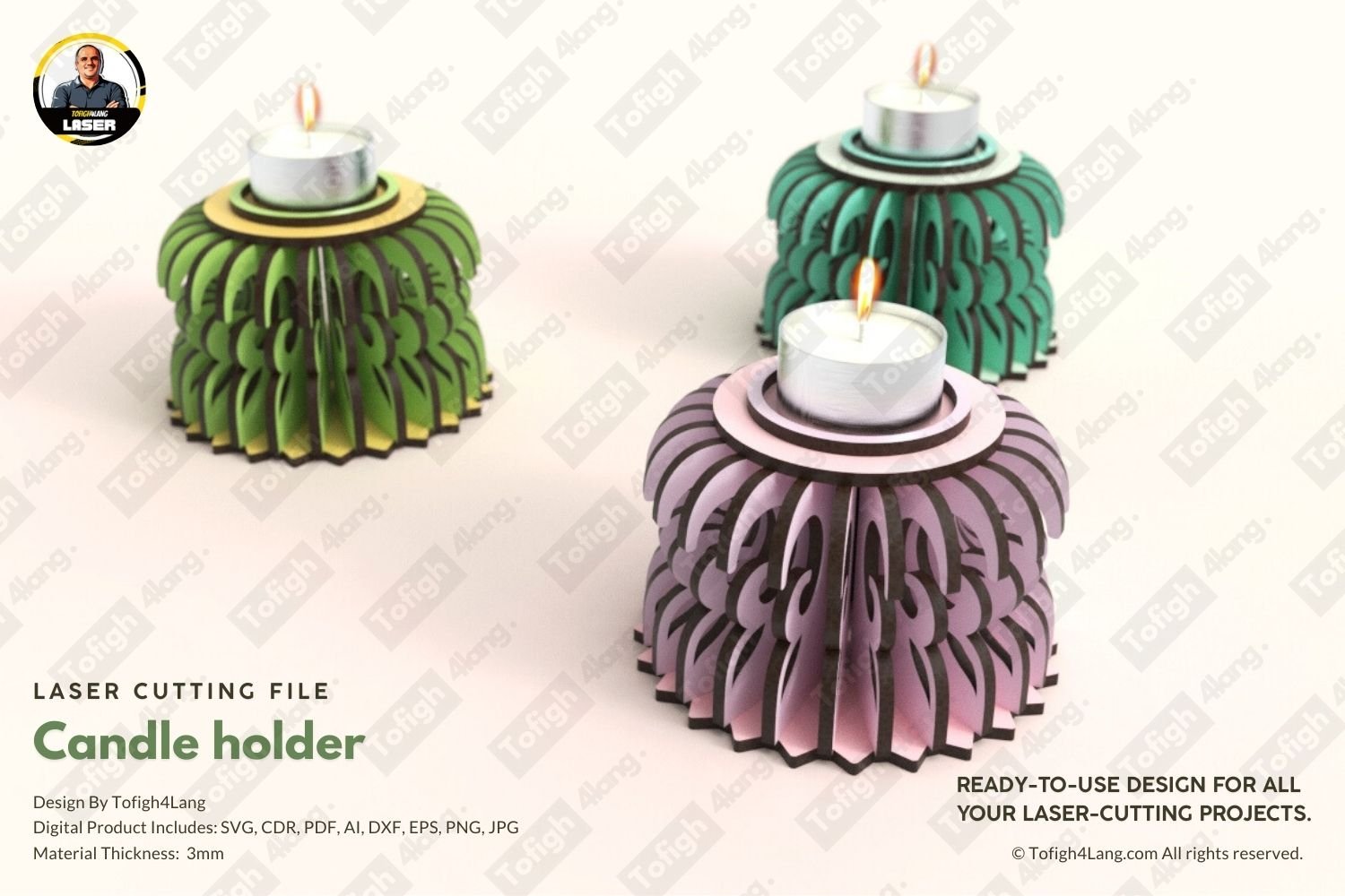 Geometric Tea Light Holder | Laser Cut File | SVG Candle Holder