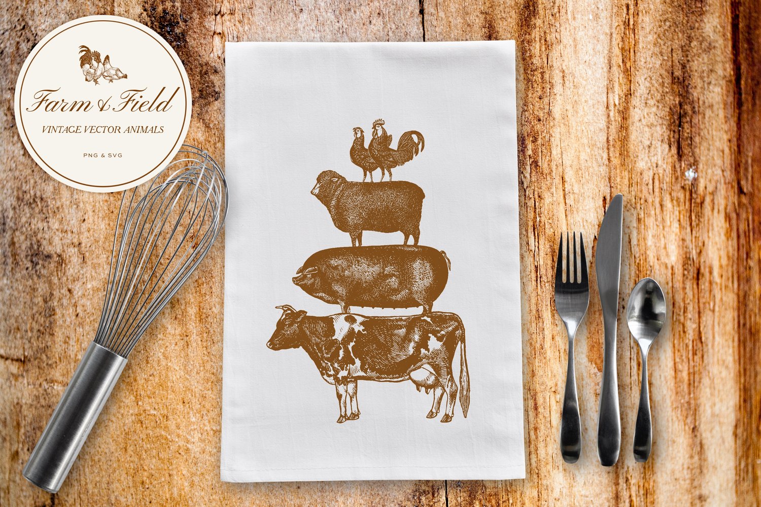 vintage vector farm and domestic animal graphic engravings