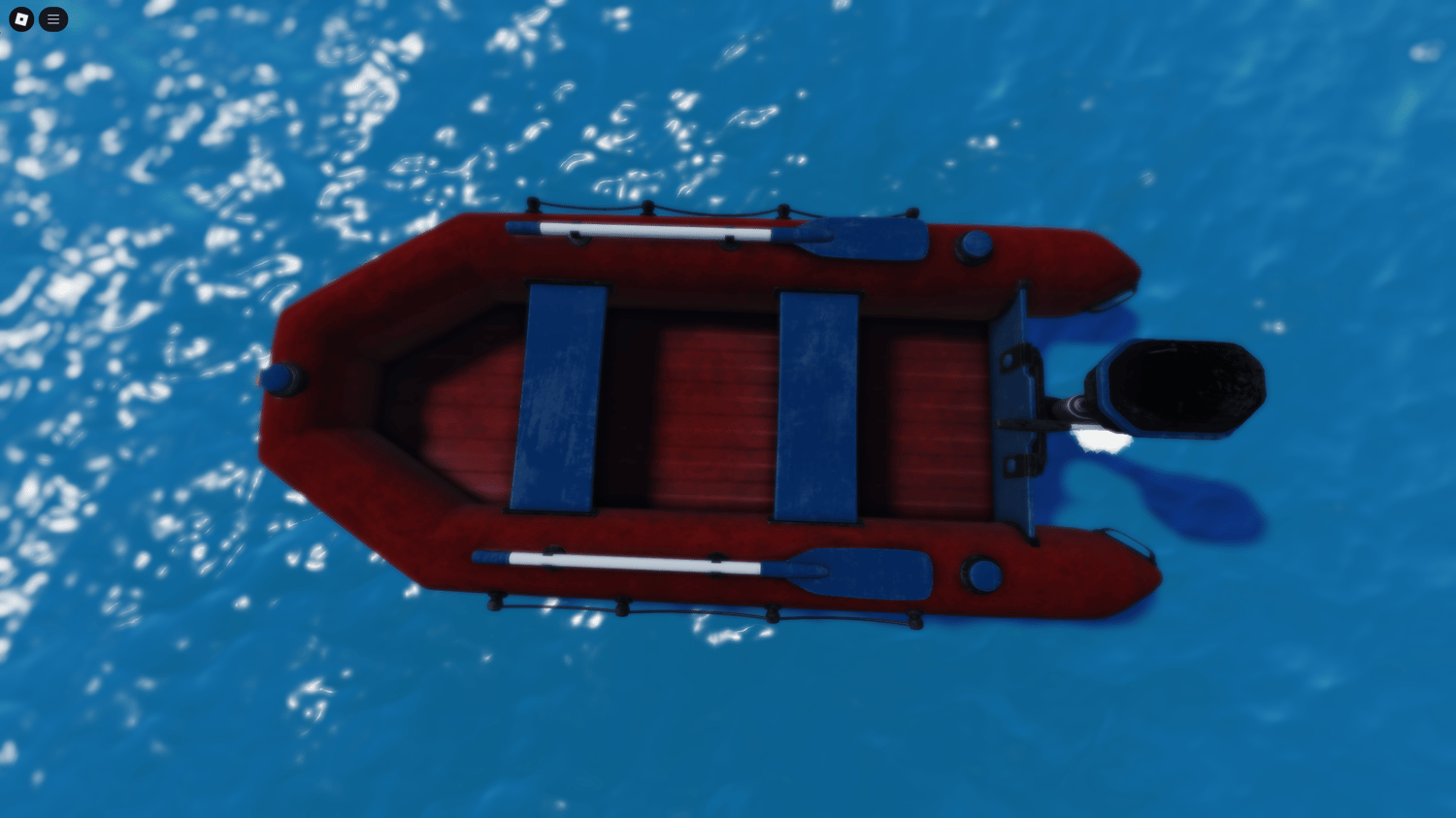 Motor boat with glowing navigation lights at night