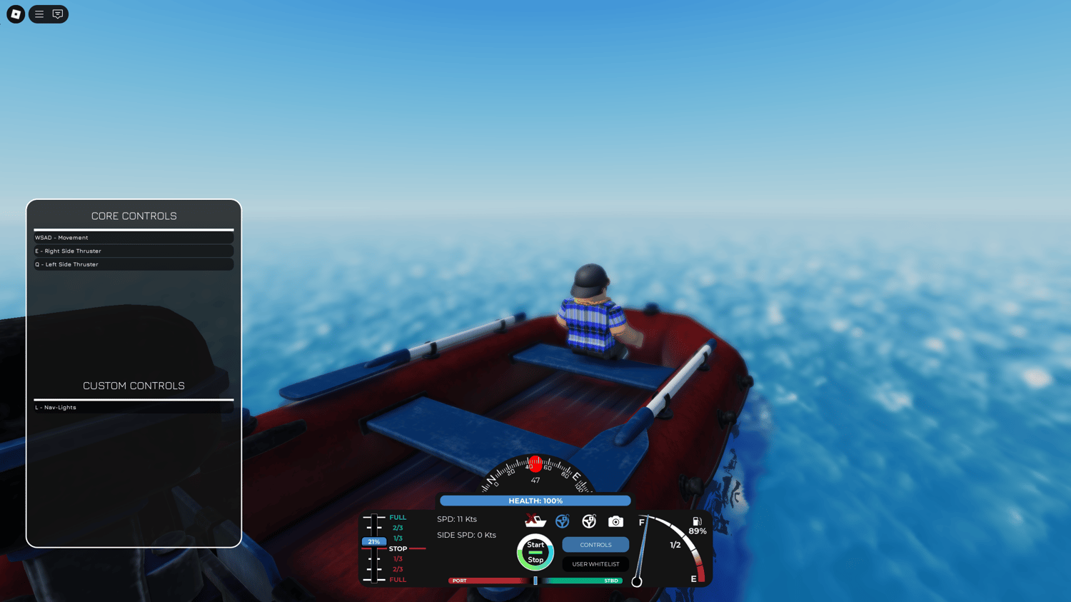 Player activating engine with on/off sound effects