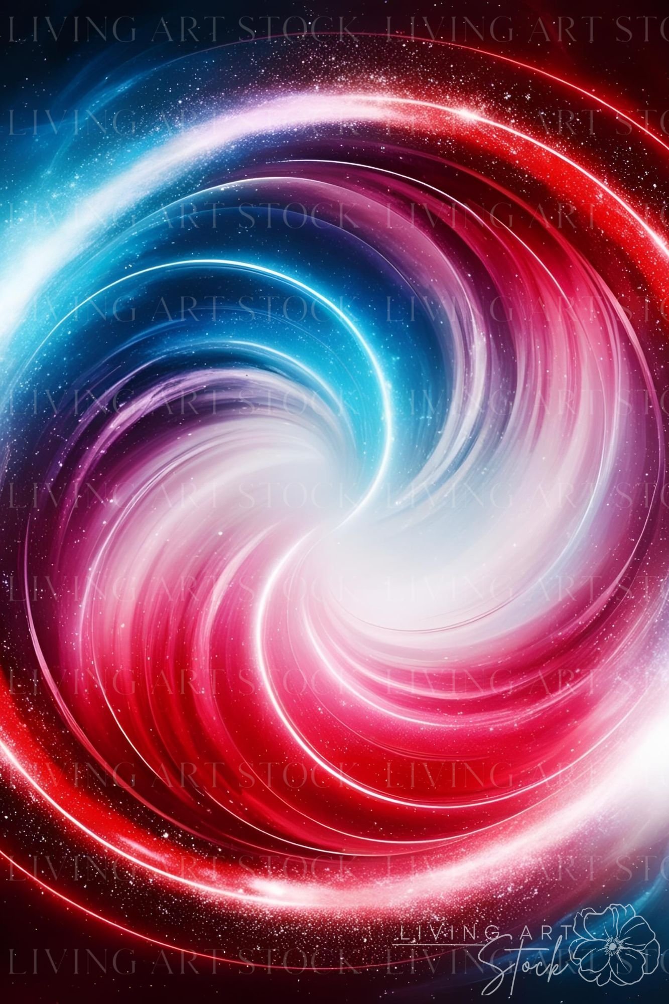 Red, White and blue galaxy swirl Light Energy Vortex Wallpaper