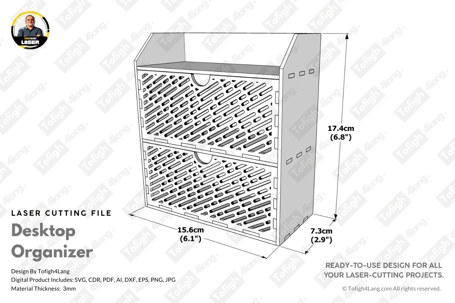 Space-Saving Desktop Organizer | Desk Organizer | Pen Holder | Laser Cutting File | Laser Cut File