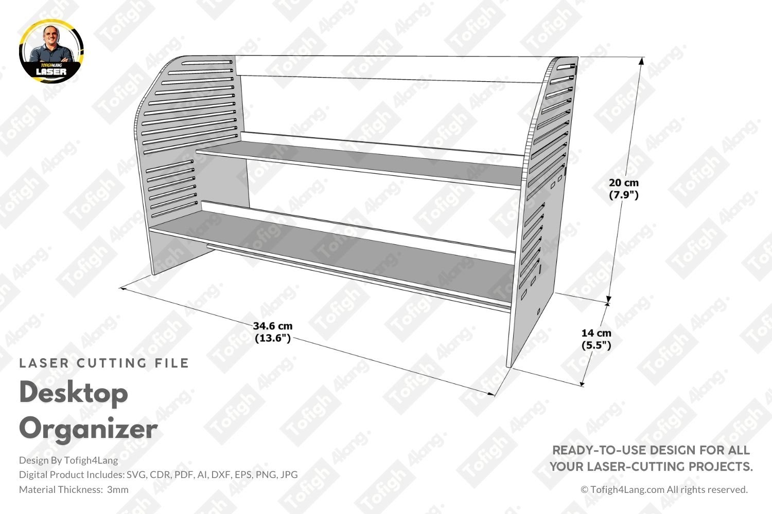 Minimalist Desktop Organizer | Desk Organizer | Pen Holder | Laser Cutting File | Laser Cut File