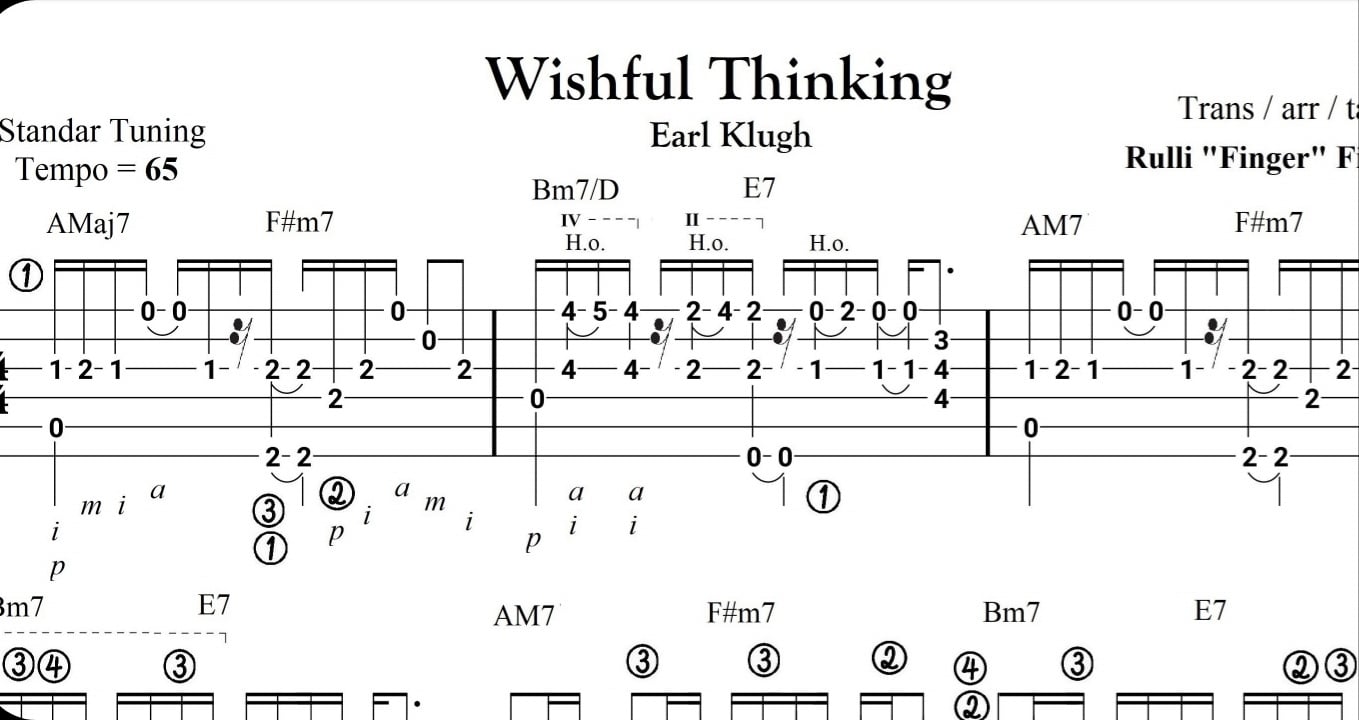 Earl Klugh - Wishful Thinking Solo Classical Jazz Guitar Tabs