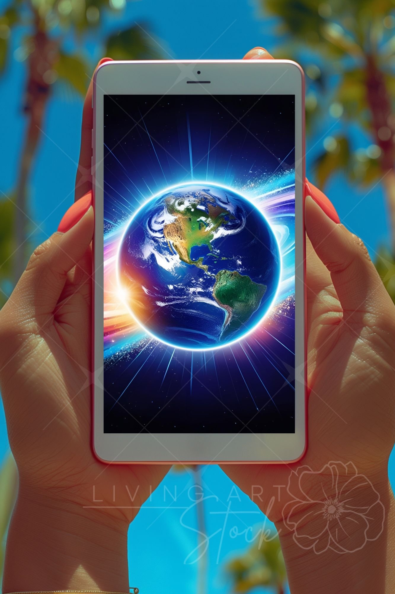 Earth galaxy digital lockscreen art
