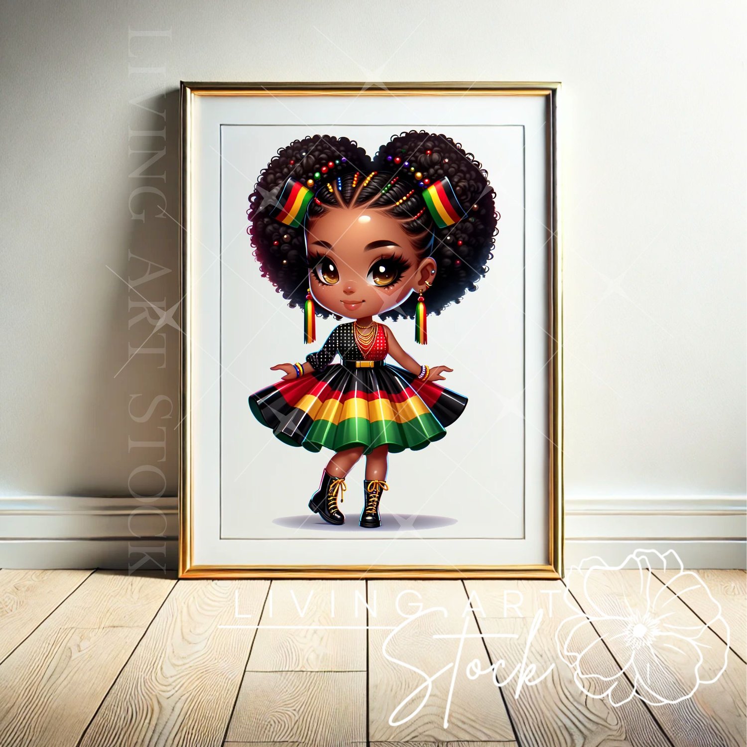 Black Chibi Miss Juneteenth Transparent Clipart Design