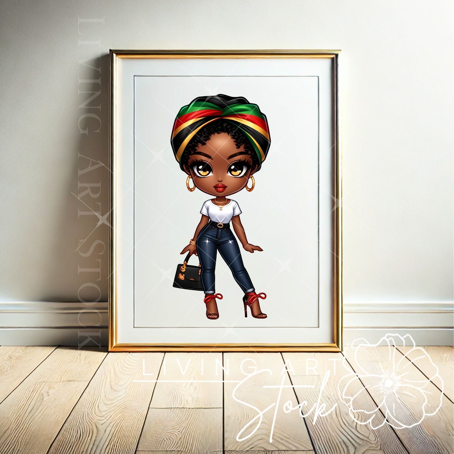 Black American juneteenth chibi Art