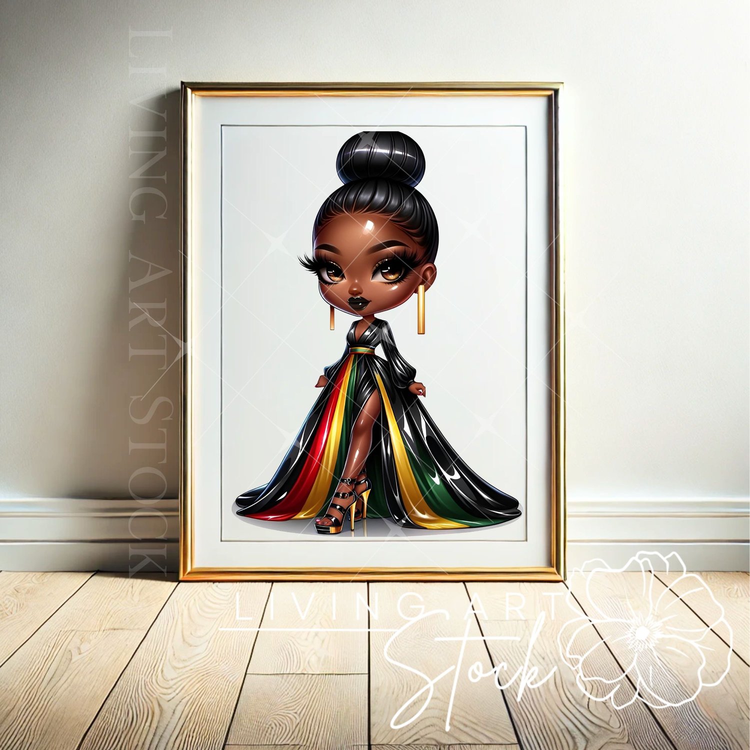 Formal Black American Chibi Juneteenth PNG Transparent Design