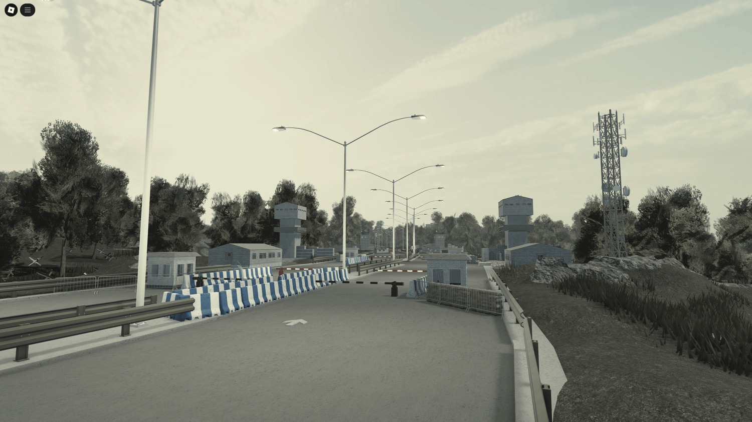 Eastern European military border map for Roblox with border checkpoints