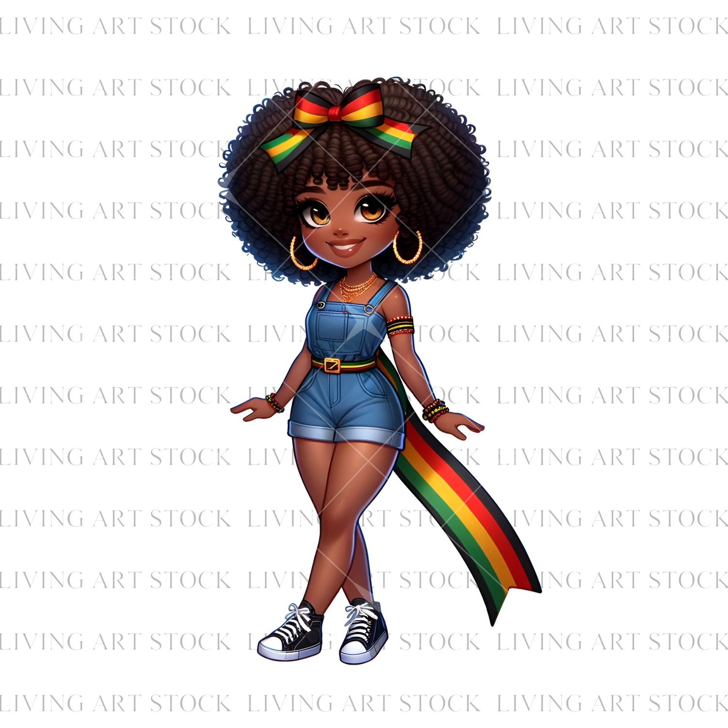 Juneteenth Chibi Black Girl PNG sublimation design
