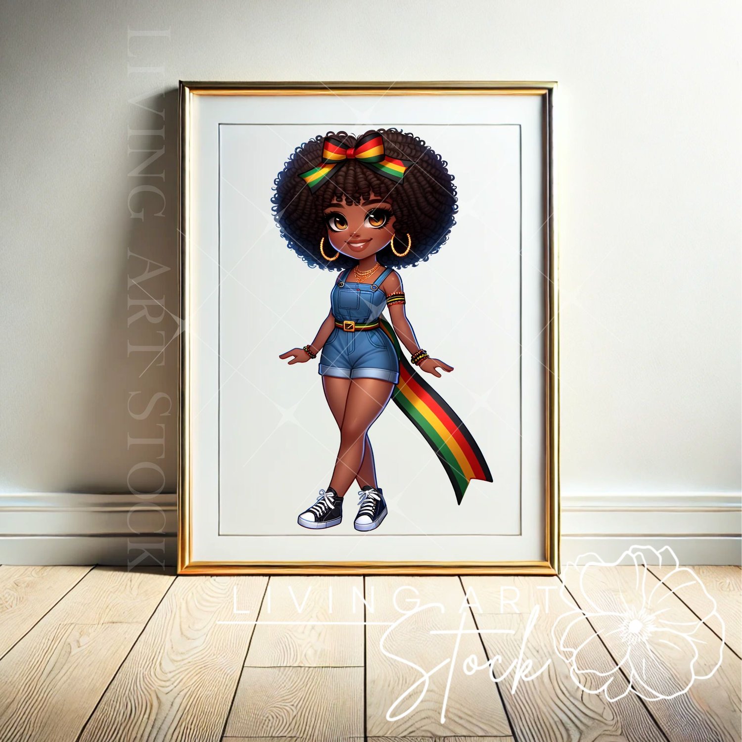 Juneteenth Chibi Black Girl wall art design