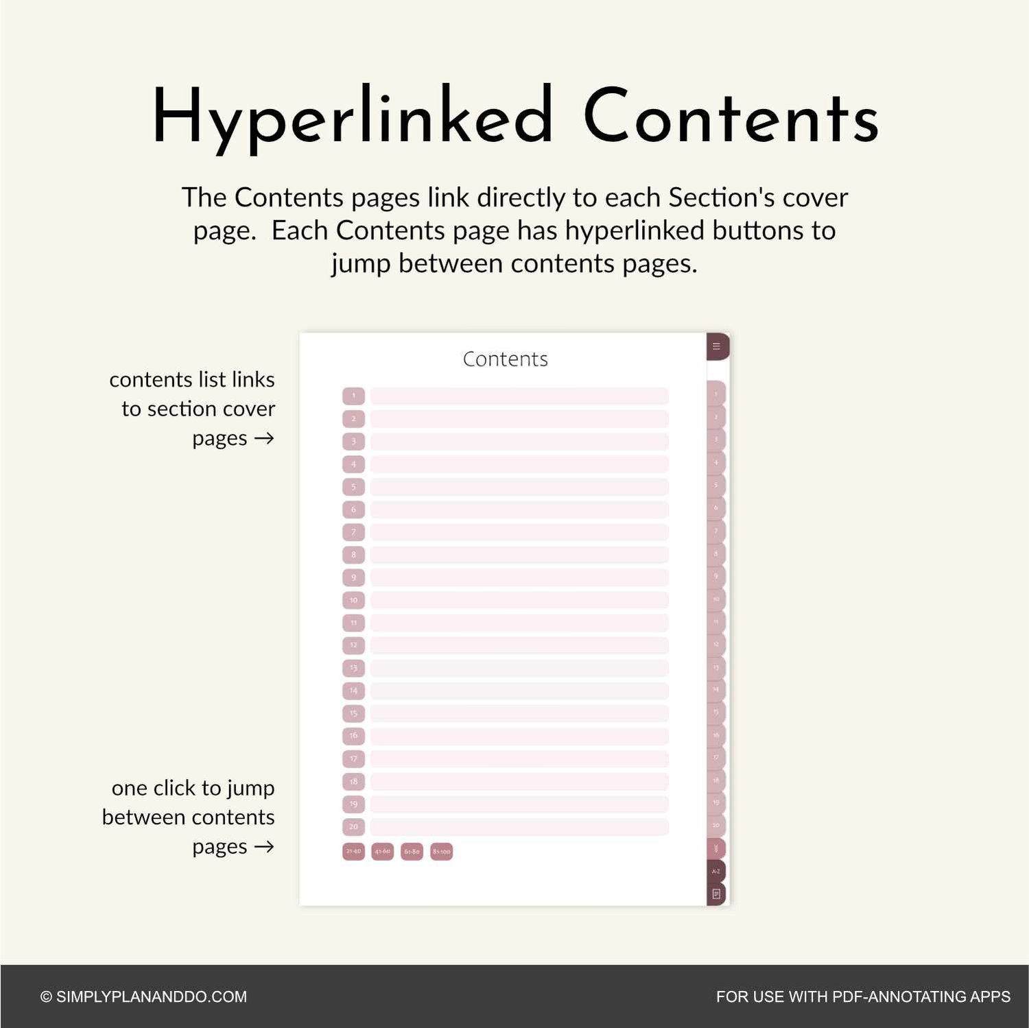 Tabbed Notebook.pdf 100-Tab Digital Notebook | Grid 'Paper' style | PDF with hyperlinked ...