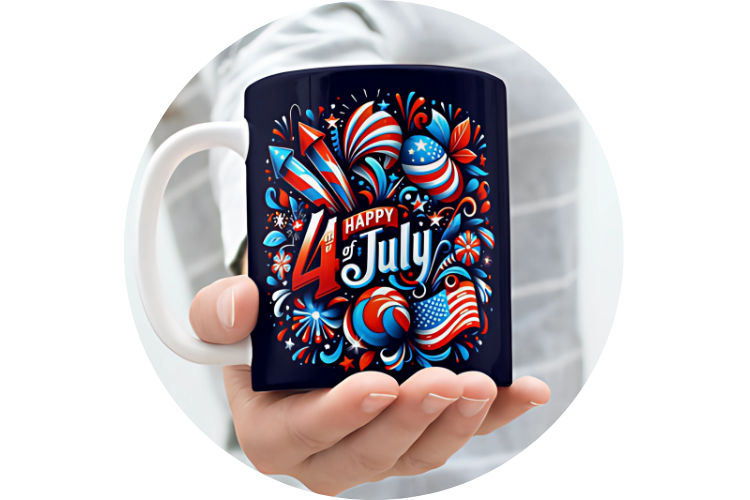 Celebrate Independence Day in style with this 4th of July Sublimation Mug Wrap Design featuring patriotic elements like the American flag, stars, fireworks, and festive illustrations. Perfect for 11oz and 15oz mugs, this high-resolution PNG is ideal for c
