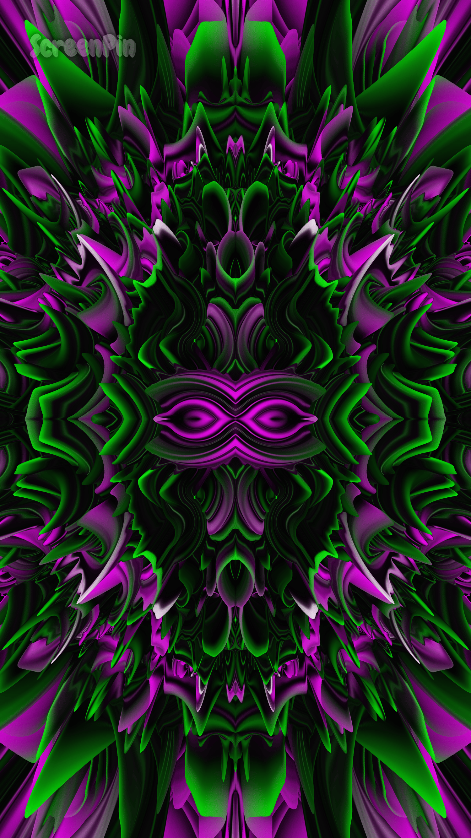 Seamless digital abstraction with purple and green tones in a smooth flowing pattern