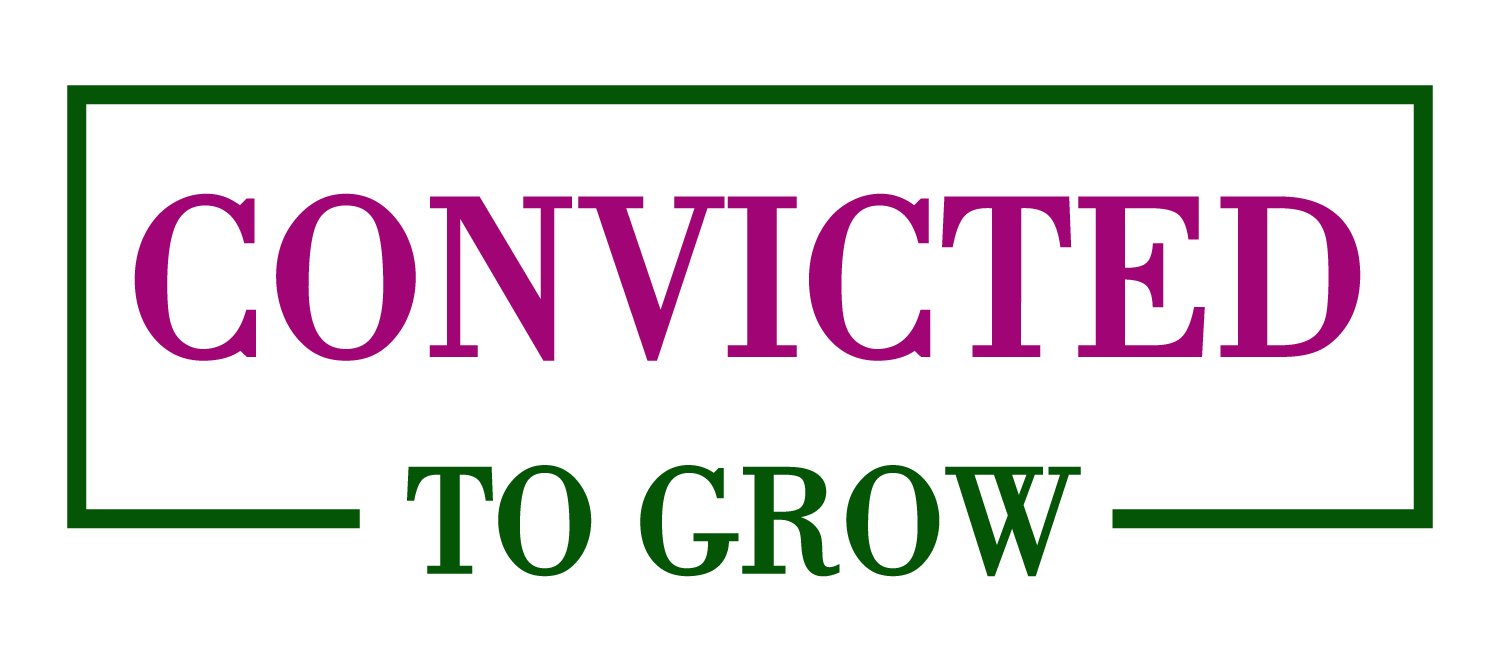 Convicted to Grow logo by Coach Tressa Manns, Confidence Coach, Author, and Speaker. This bold magenta and green design represents the brand behind the Convicted to Grow book, empowerment apparel, and coaching community. It symbolizes confidence, personal growth, leadership, and the movement helping professionals, leaders, and entrepreneurs rise stronger with clarity and conviction.