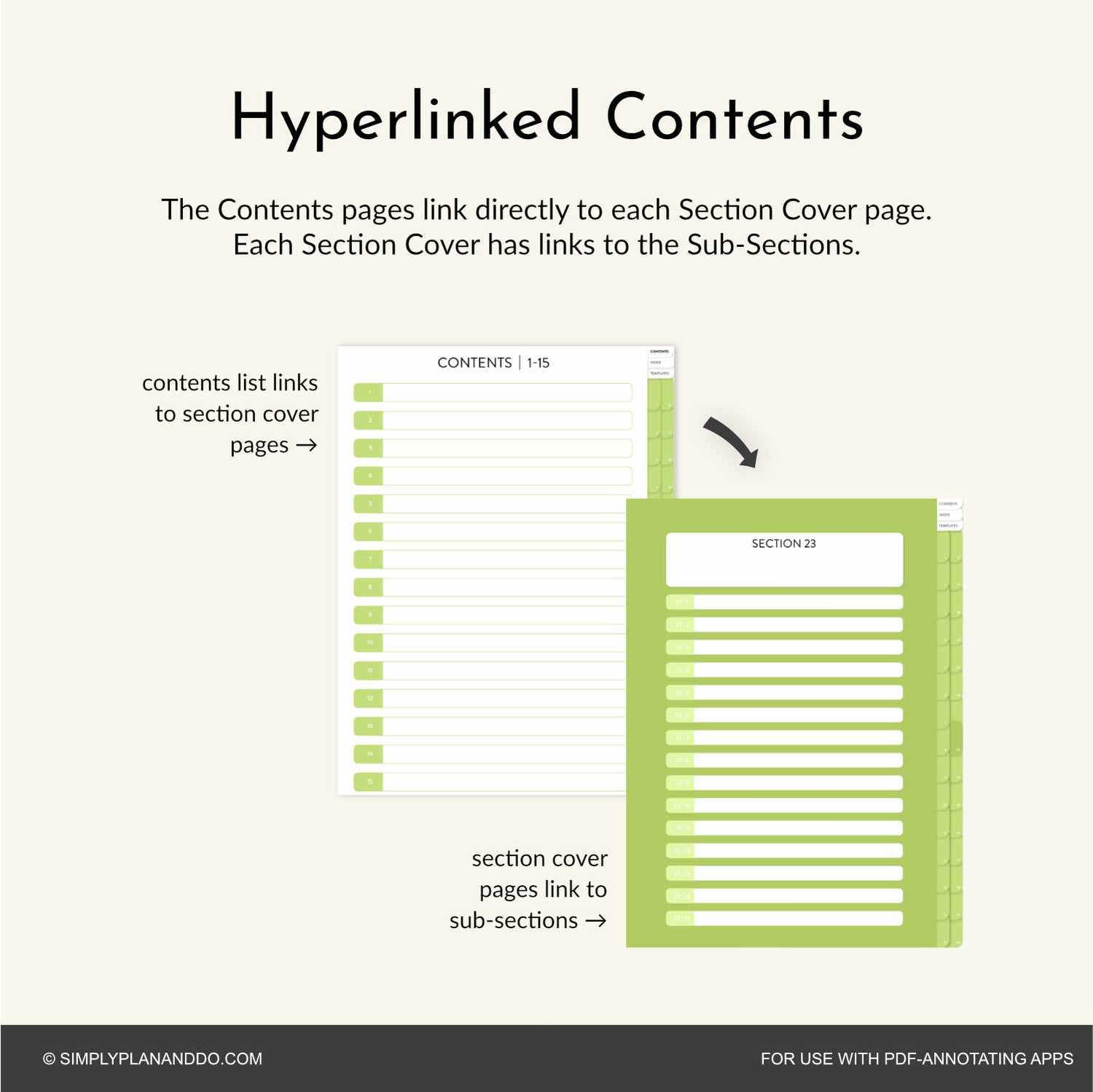 Tabbed Notebook.pdf 30-Tab 15-Sub Tab Digital Notebook | Plain style | PDF with hyperlinked ...