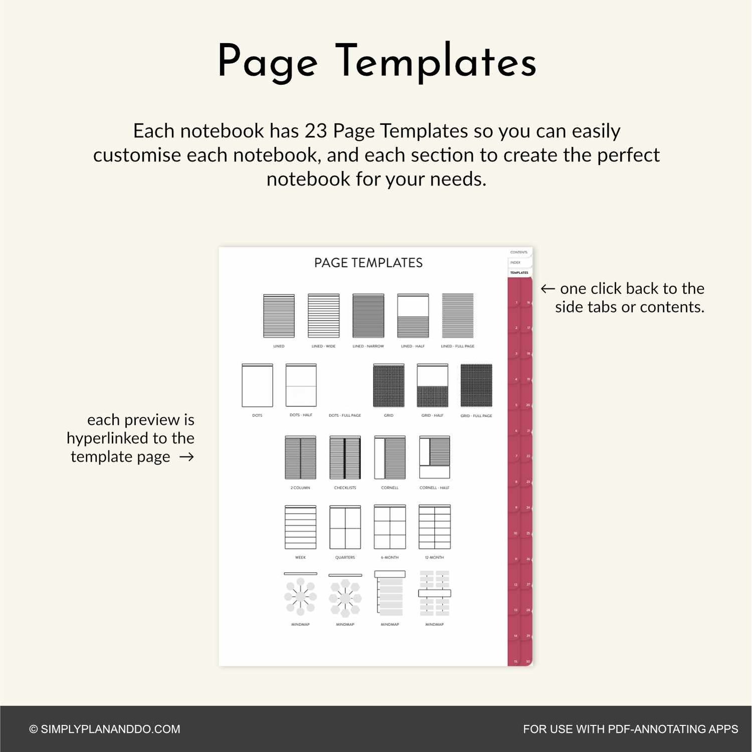 Sub Notebook Form Factor 30-Tab 15-Sub Tab Digital Notebook | Grid style | PDF with hyperlinked ...