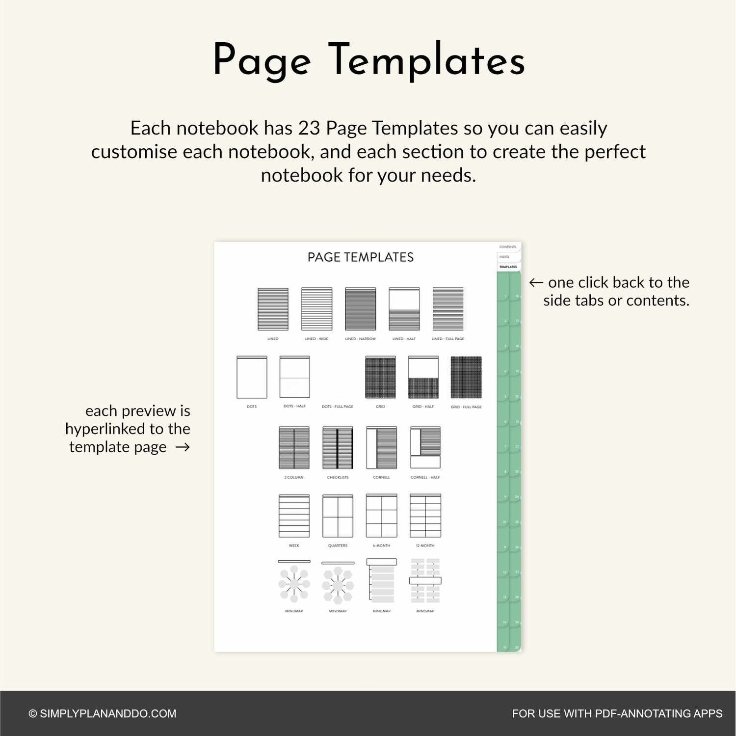 Sub Notebook Example 30-Tab 15-Sub Tab Digital Notebook | Grid style | PDF with hyperlinked ...