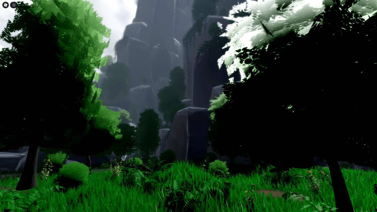 Expansive anime-style forest terrain for Roblox with vibrant trees and lush greenery