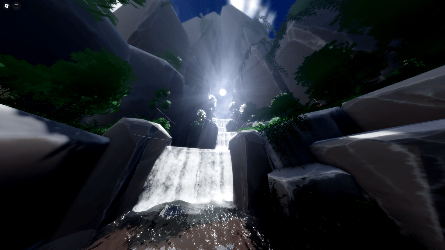 High-quality river running through anime forest map with scenic reflections