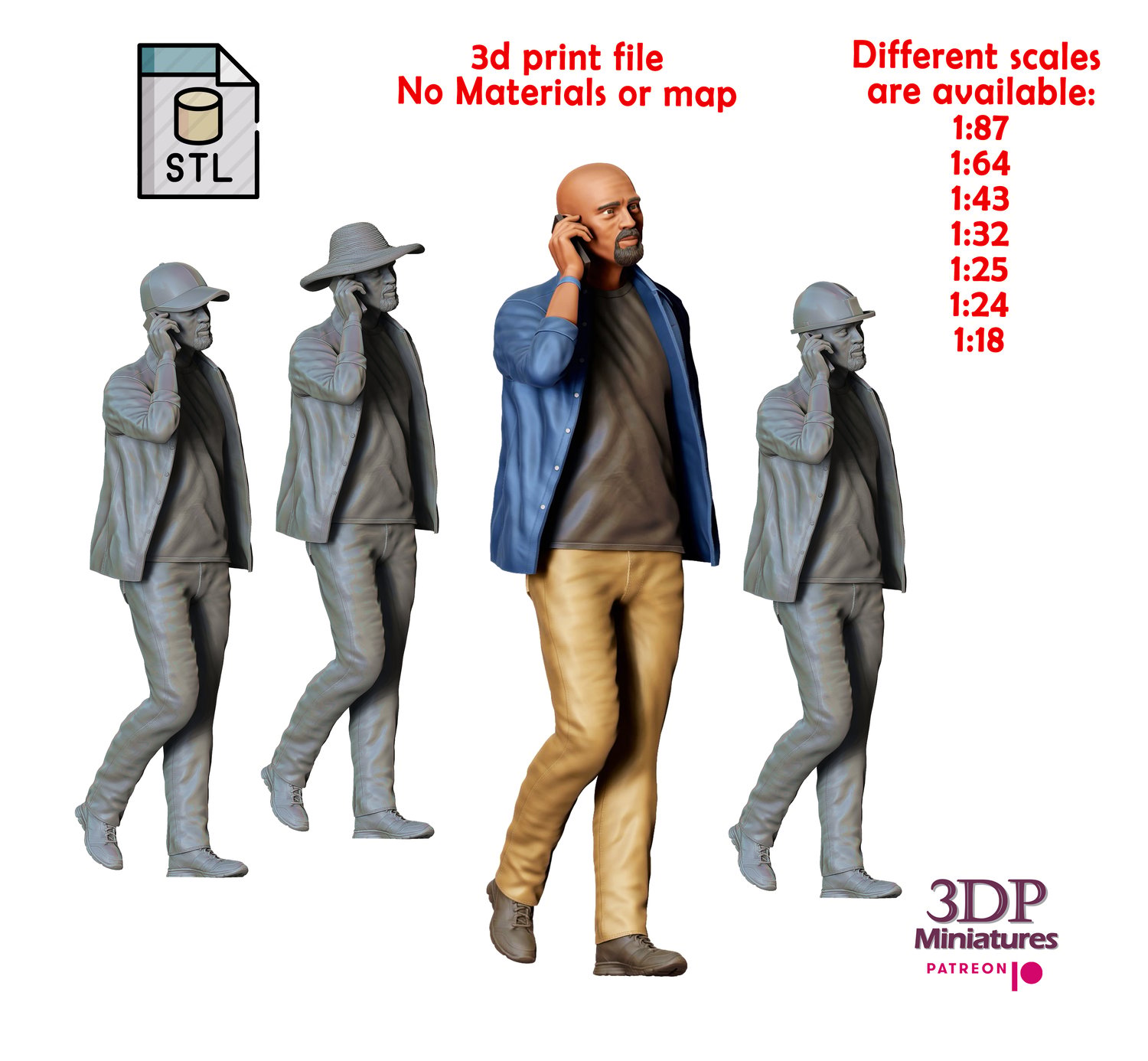 N4 Man Walking, 3dp Miniaturesw
