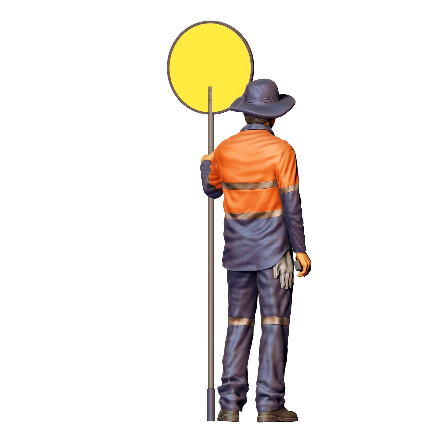 N1 traffic controller holding Slow Sign, 3DP Miniatures