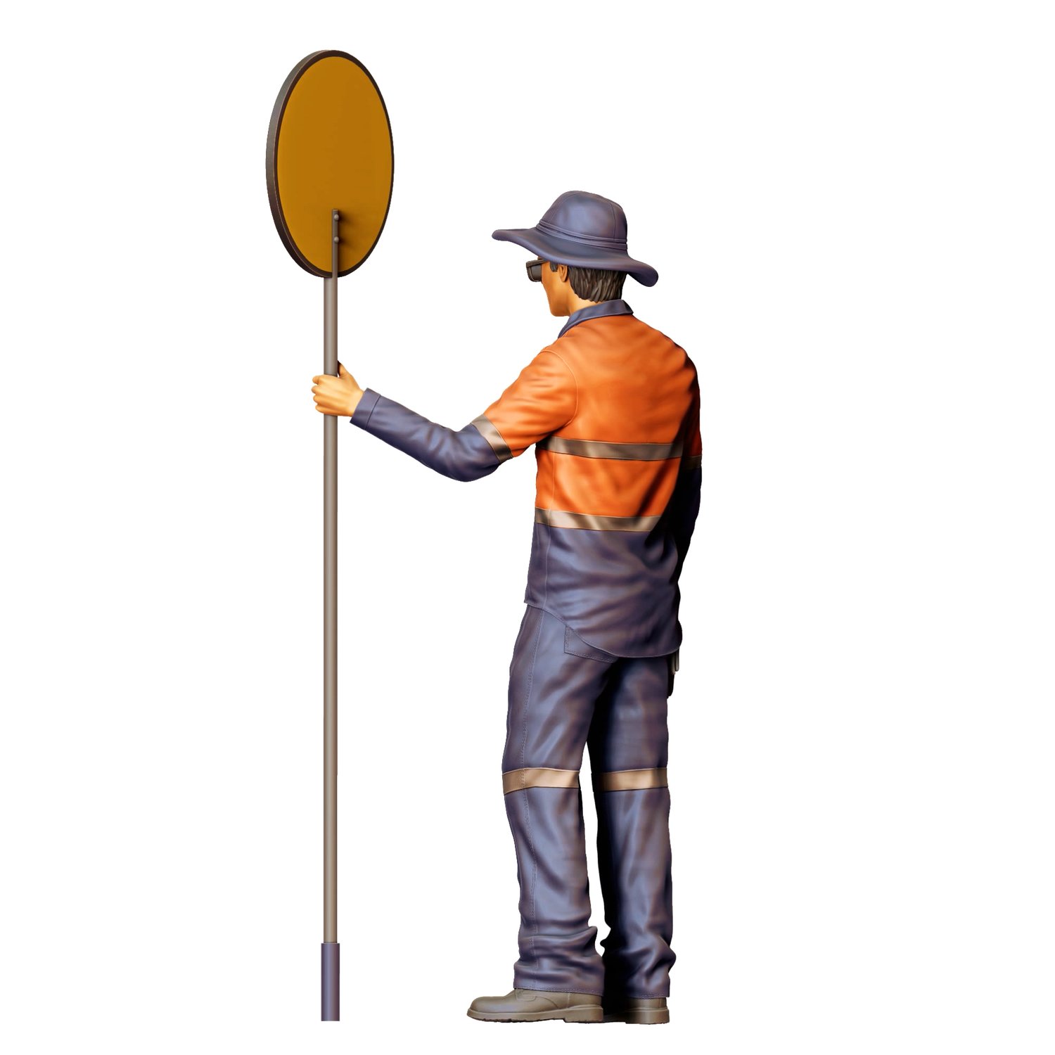 N1 traffic controller holding Slow Sign, 3DP Miniatures