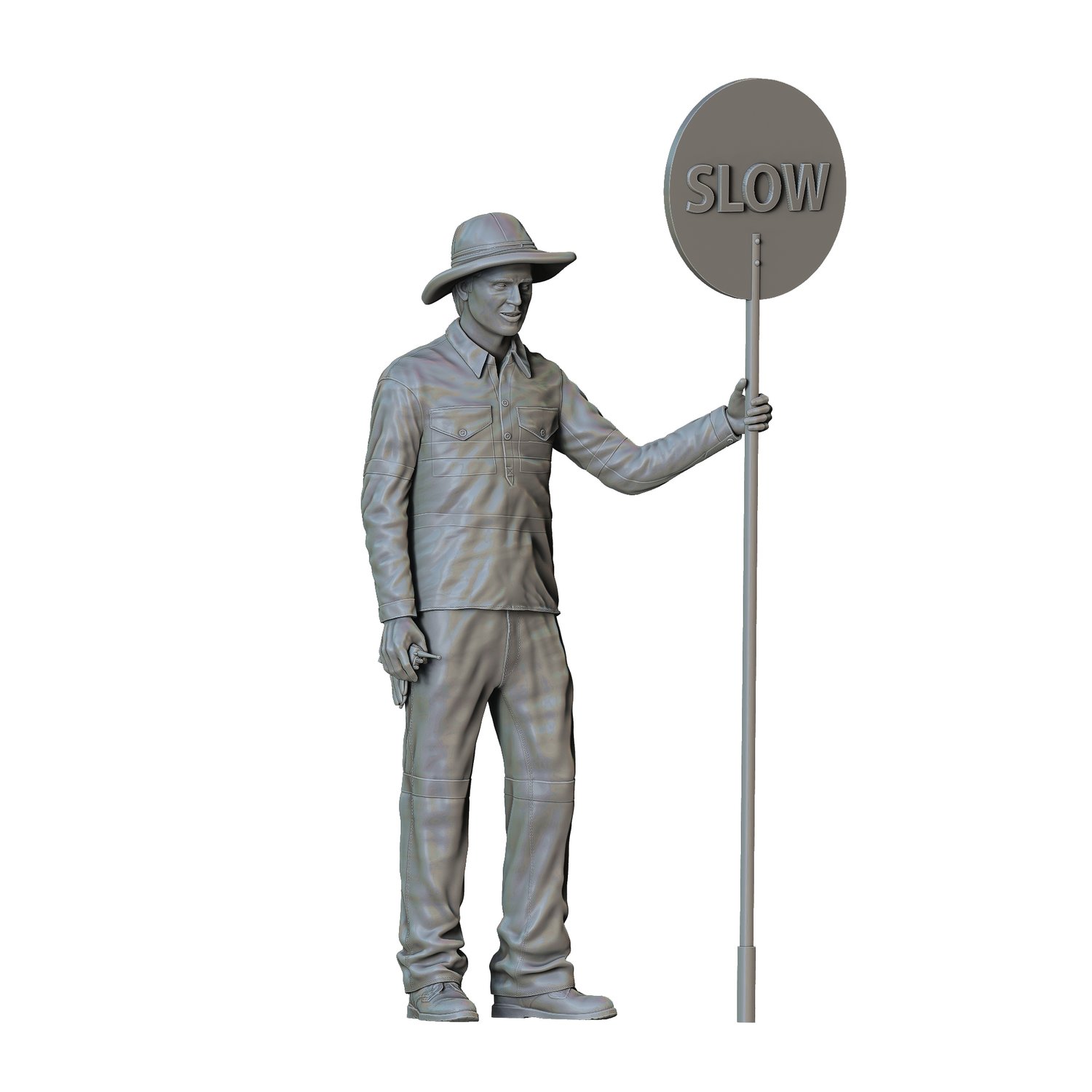 N1 traffic controller holding Slow Sign, 3DP Miniatures