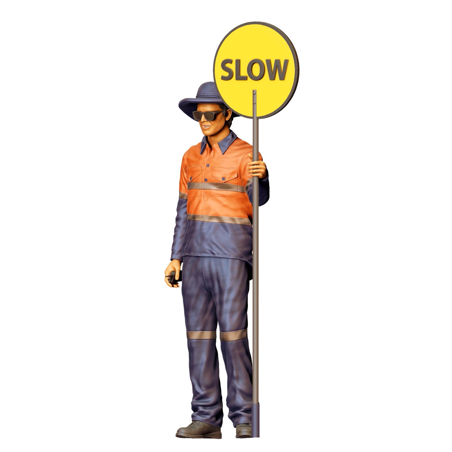 N1 traffic controller holding Slow Sign, 3DP Miniatures